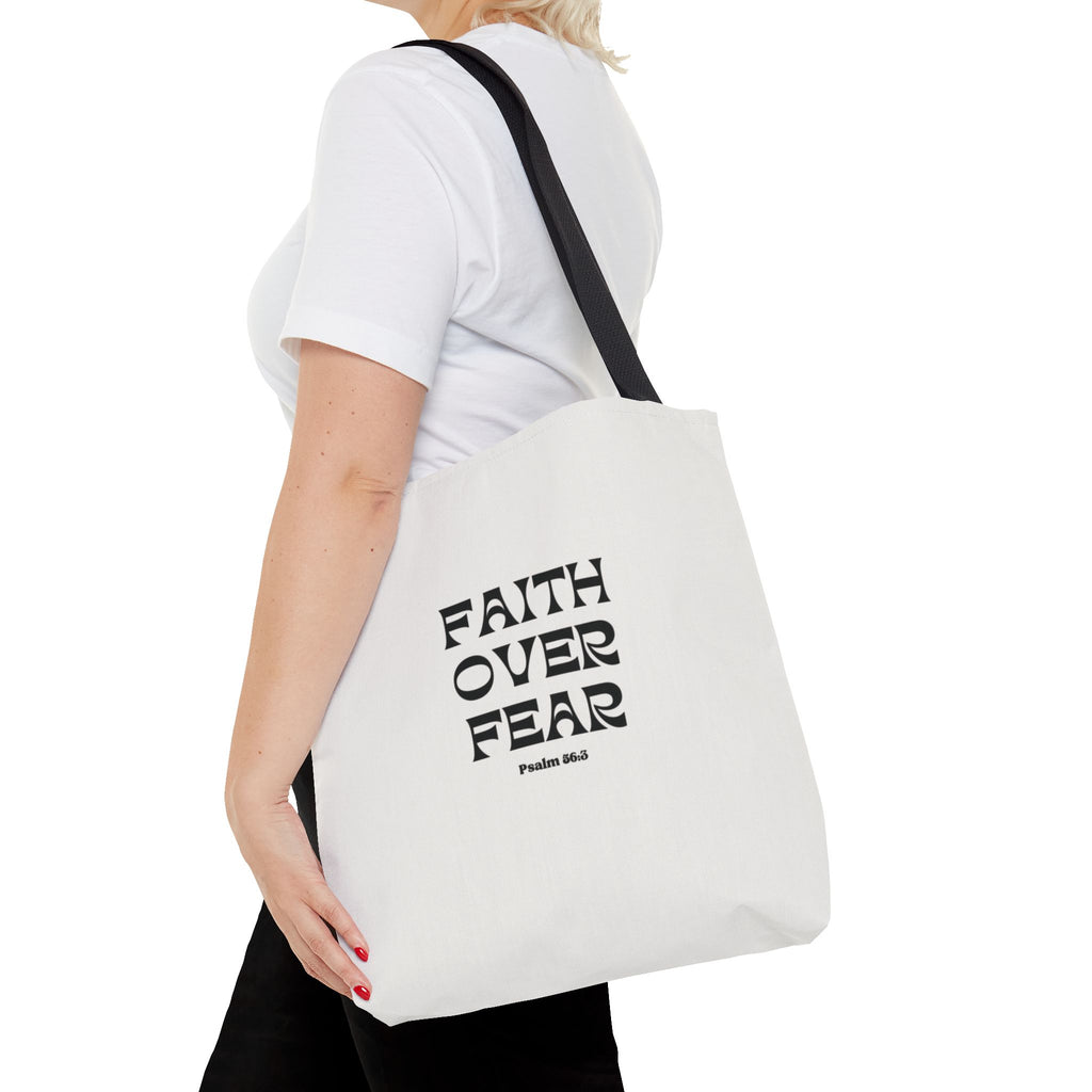 Faith Over Fear Tote Bag — Christian Inspirational Scripture Bag (Psalm 56:3)