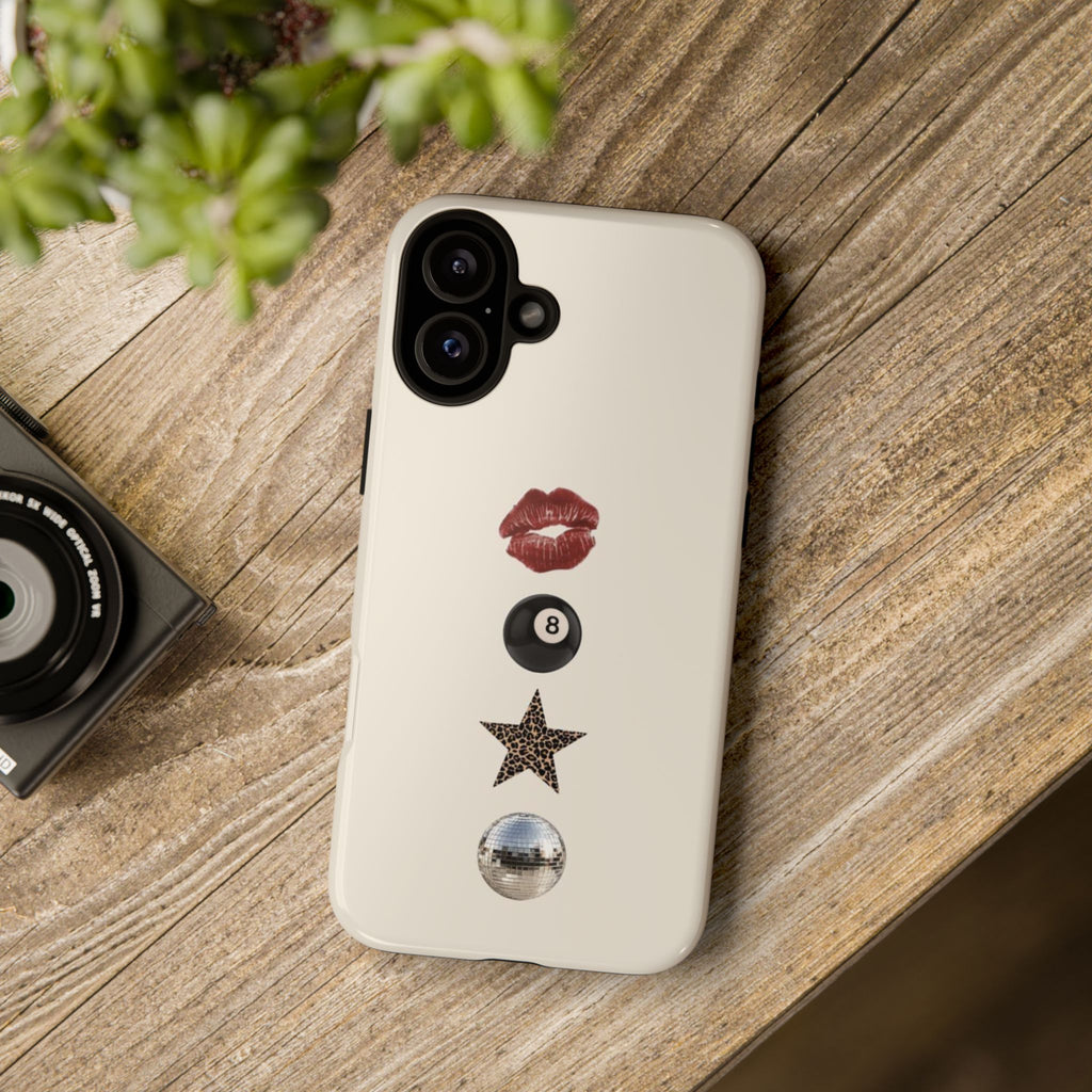 Kiss 8-Ball Star iPhone Case – Trendy Minimalist Protective Cover
