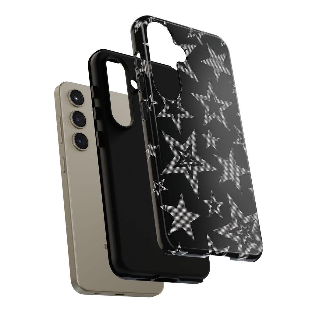 Black Star Pattern Tough Phone Case — Durable Protective Phone Cover