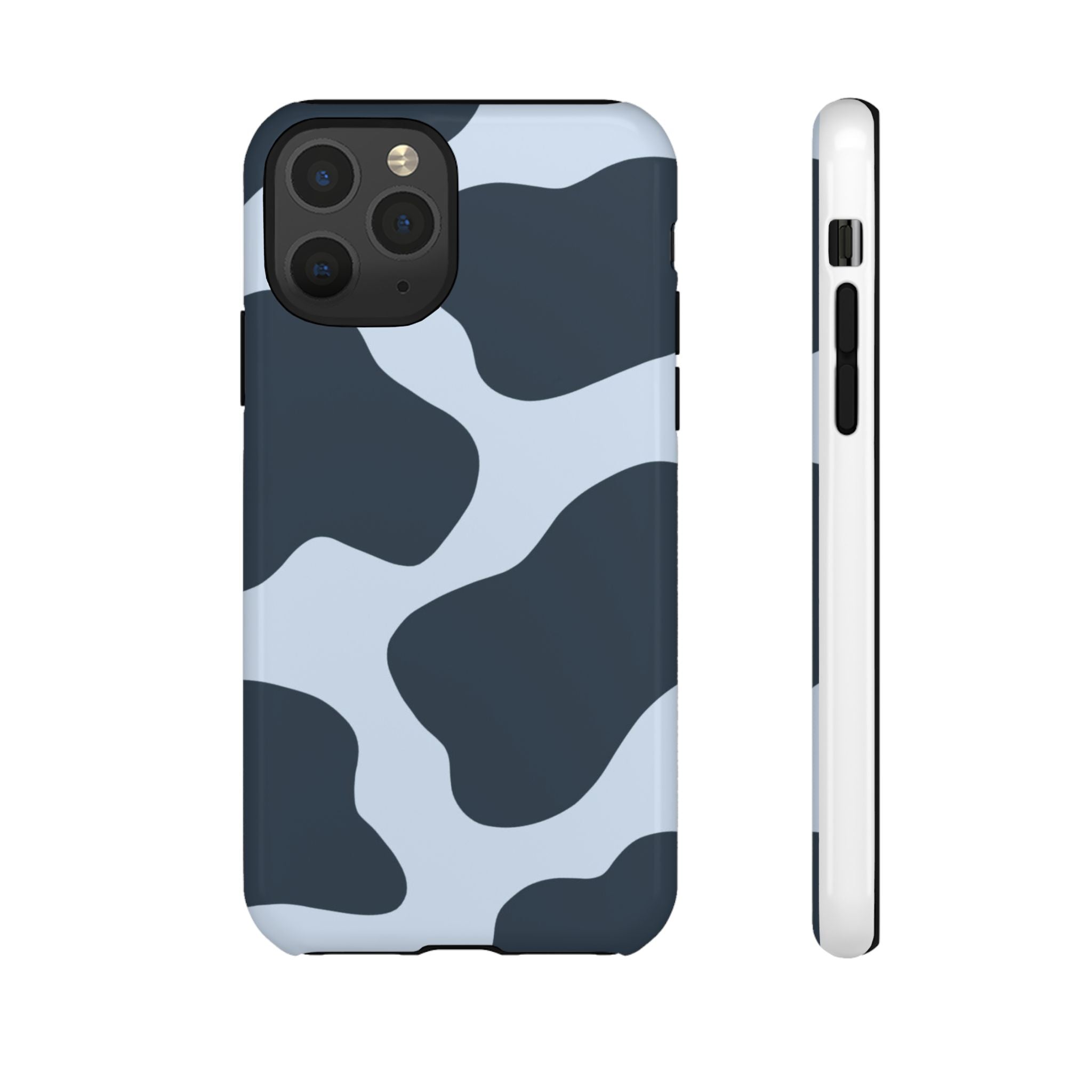 Cow Print Tough iPhone Case — Blue Black Abstract Pattern