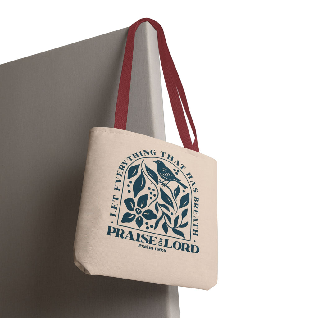 "Praise the Lord" Floral Psalm 150:6 Tote Bag