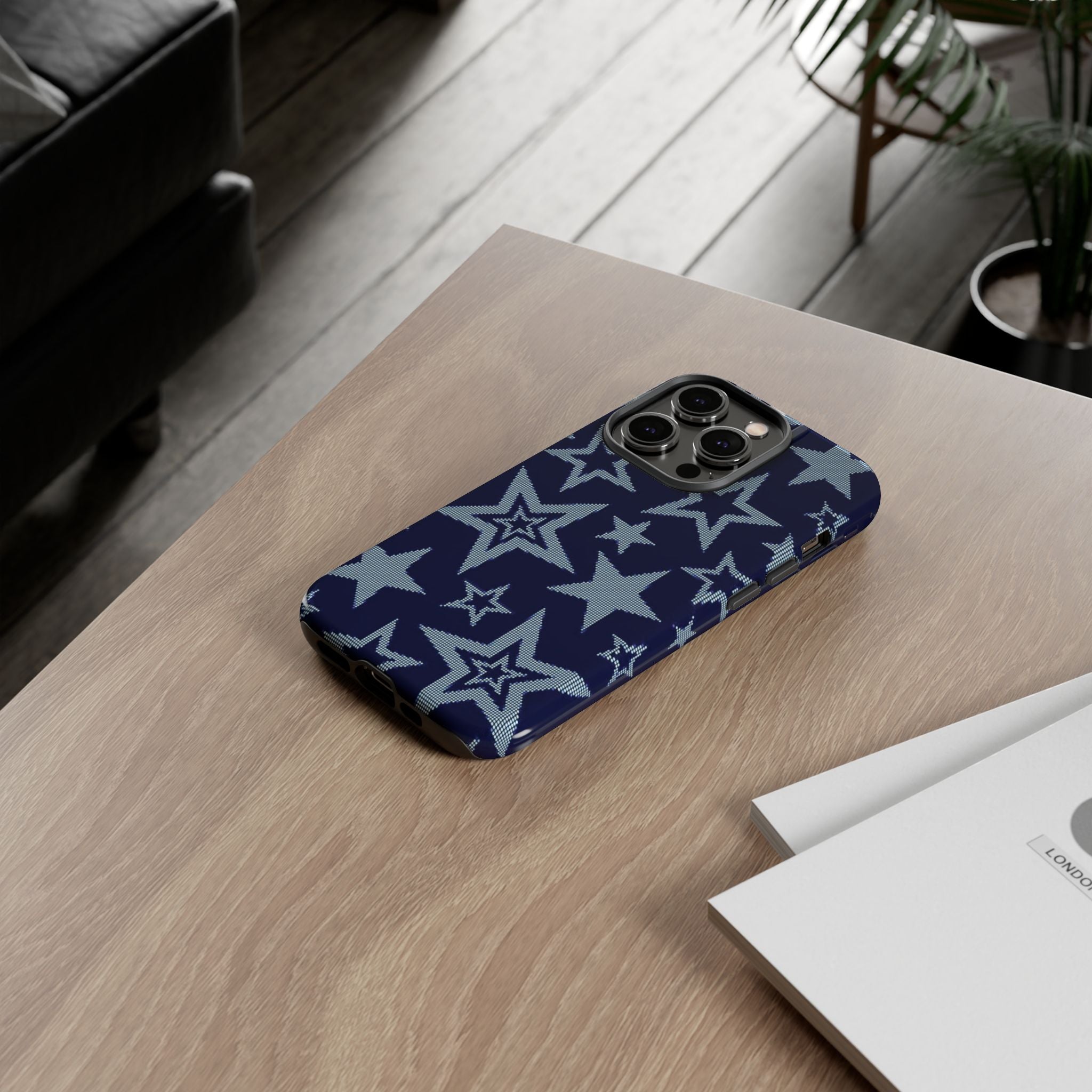 Navy Star Pattern Tough iPhone Case