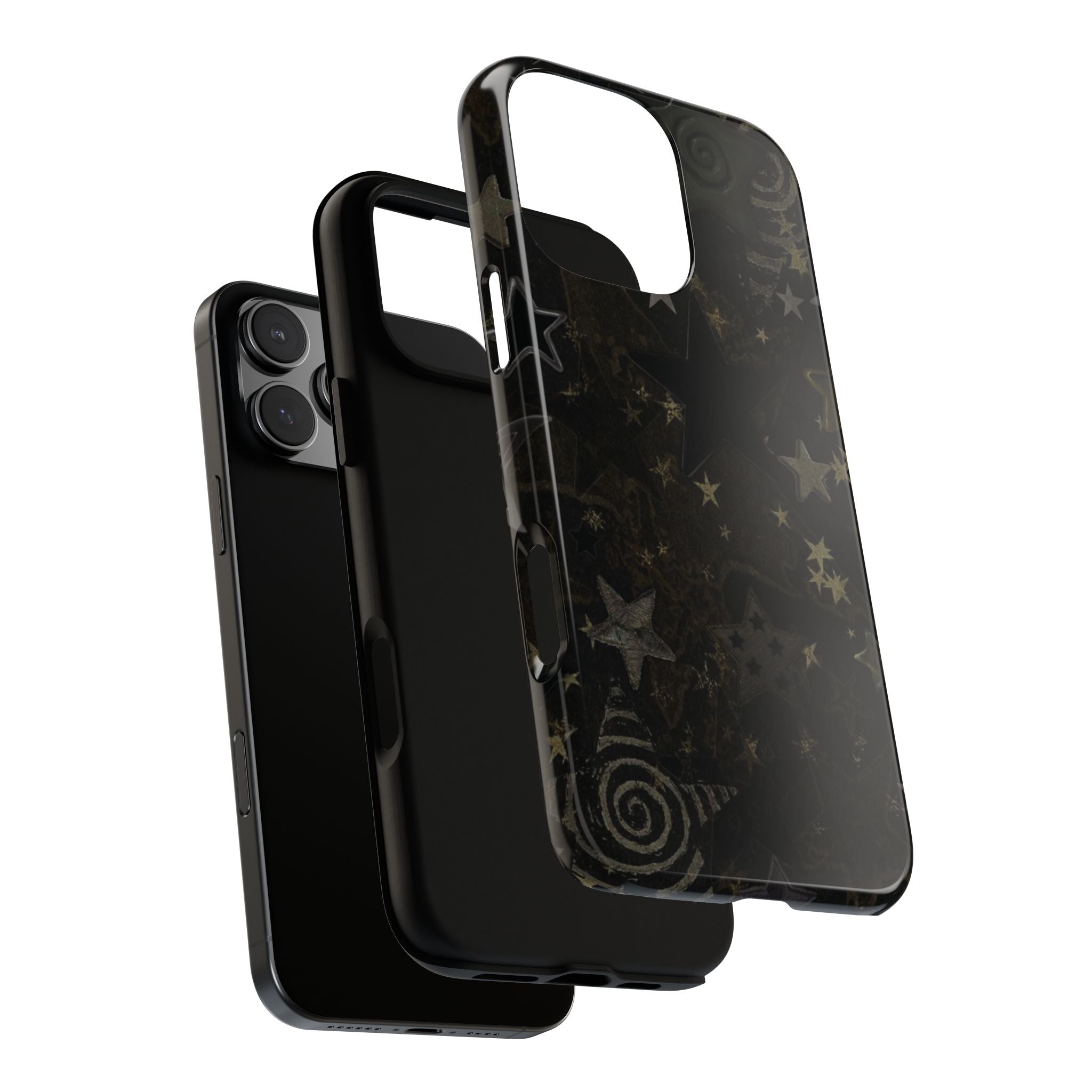 Black Starry iPhone Case – Protective Tough Case with Subtle Galaxy Pattern