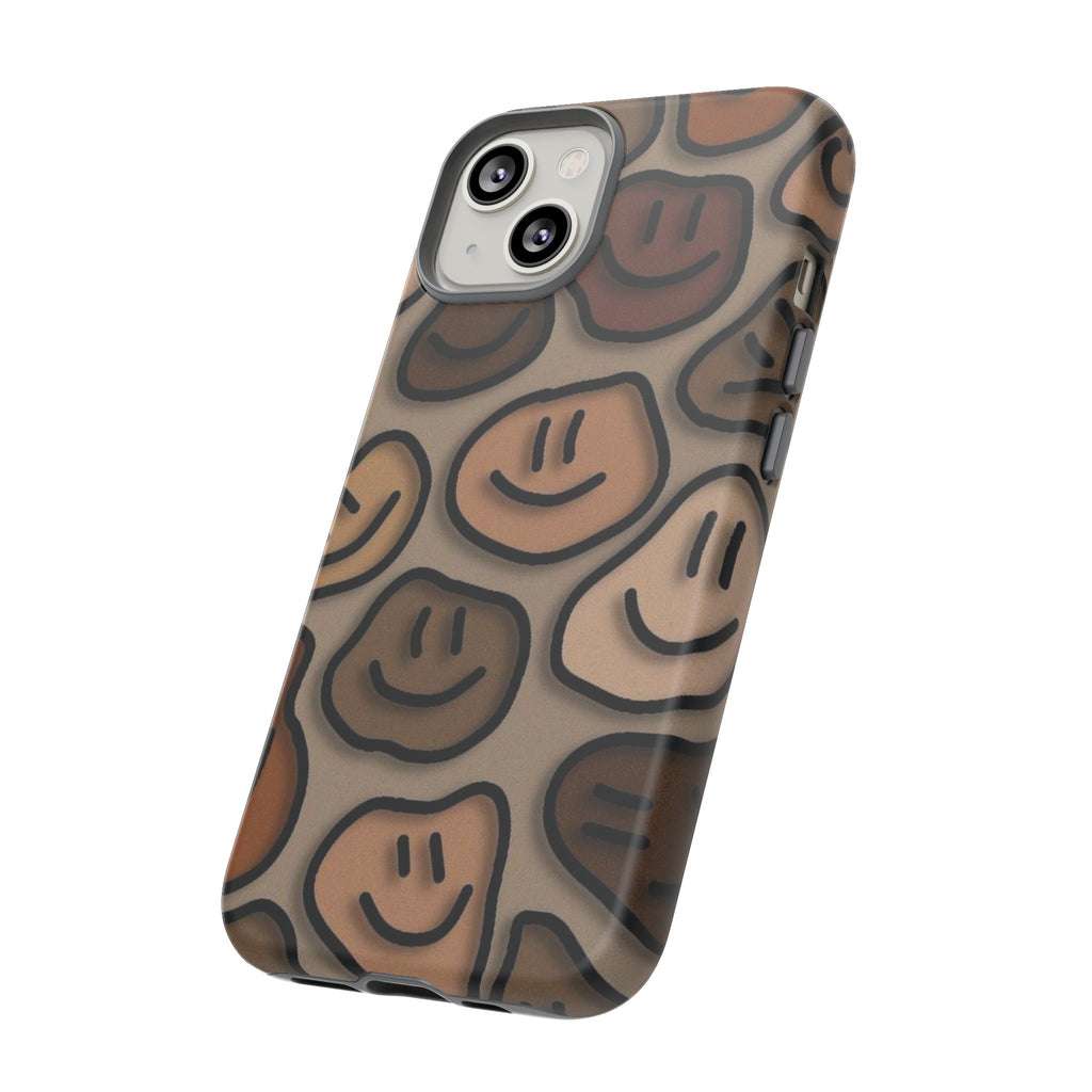 Smiley Faces iPhone Case — Neutral Brown Diverse Smiles Protective Cover
