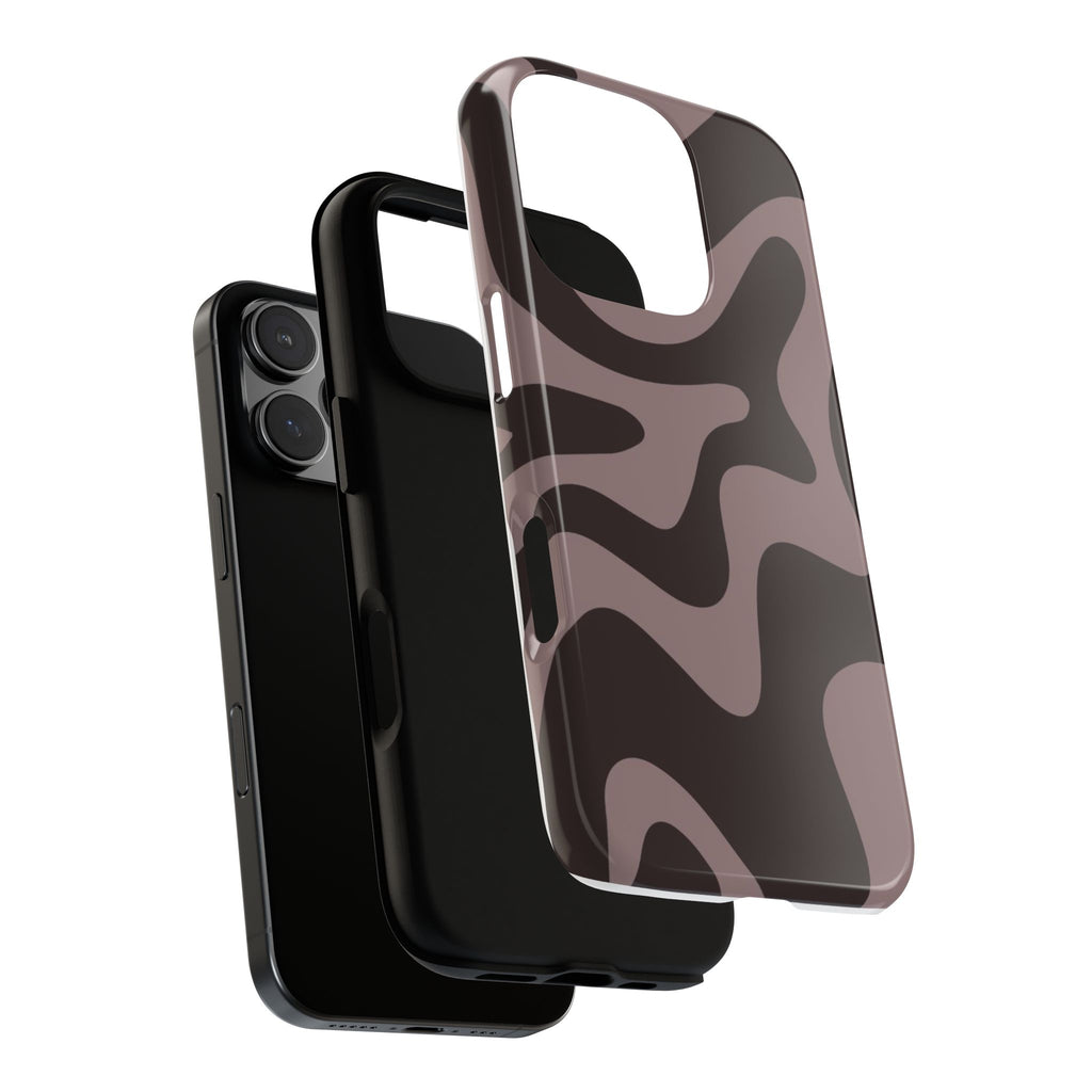 Camouflage Swirl iPhone Case — Matte Brown Abstract Camo Protective Cover
