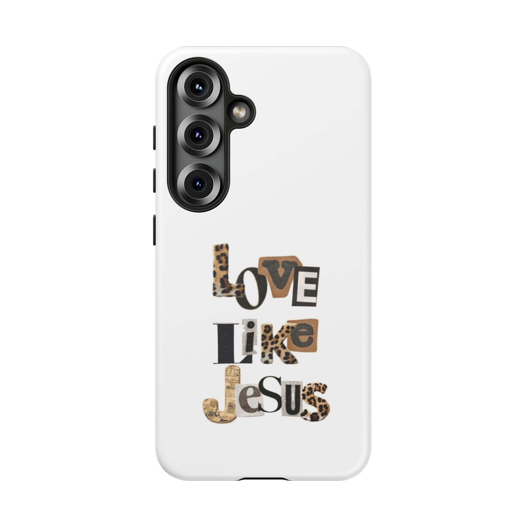 "Love Like Jesus" Leopard Print Christian Tough Phone Case