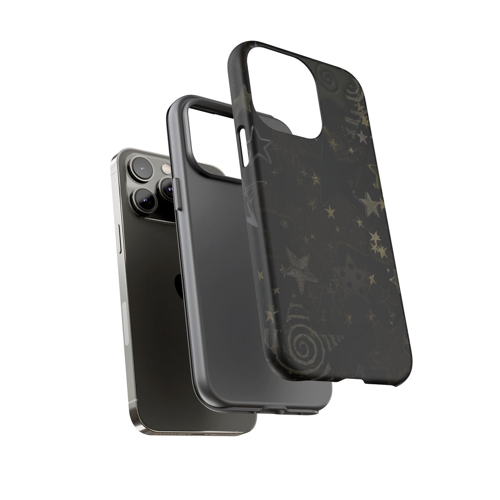 Black Starry iPhone Case – Protective Tough Case with Subtle Galaxy Pattern