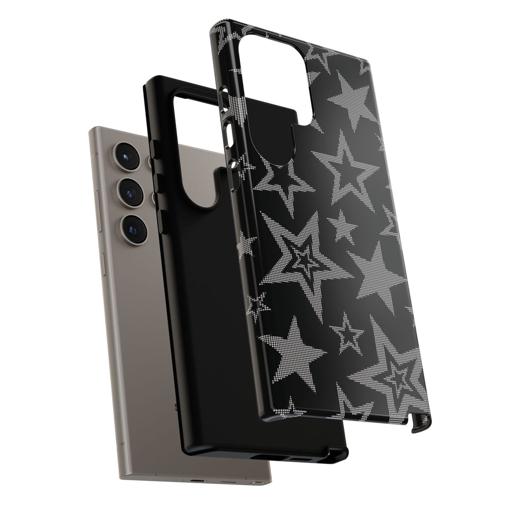 Black Star Pattern Tough Phone Case — Durable Protective Phone Cover