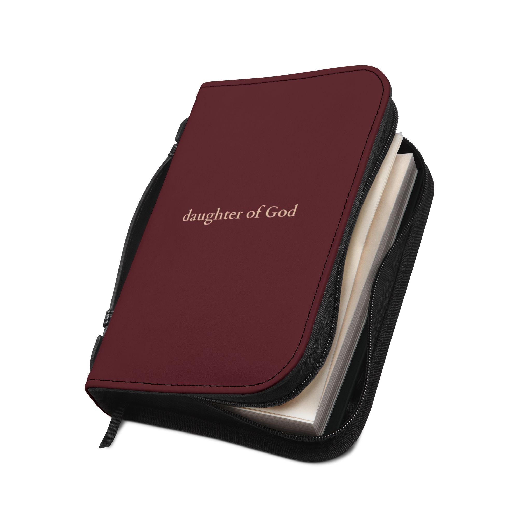 Daughter of God Zipper Bible Cover — Burgundy Case
