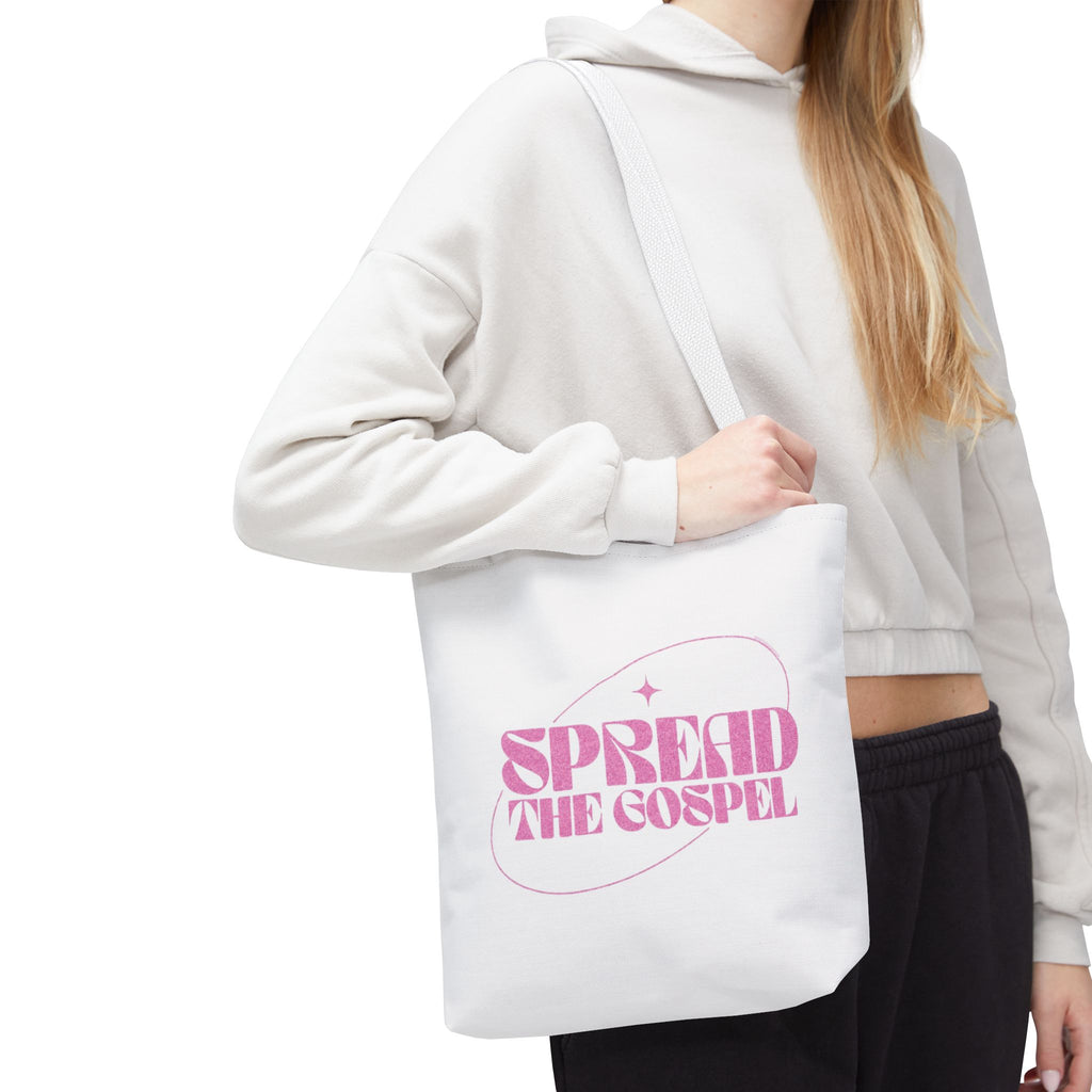 Spread the Gospel Tote Bag — Pink Retro Canvas Tote