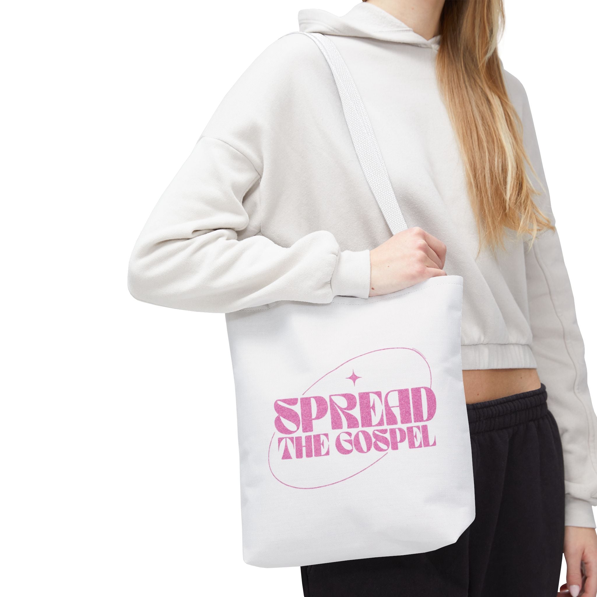 Spread the Gospel Tote Bag — Pink Retro Canvas Tote