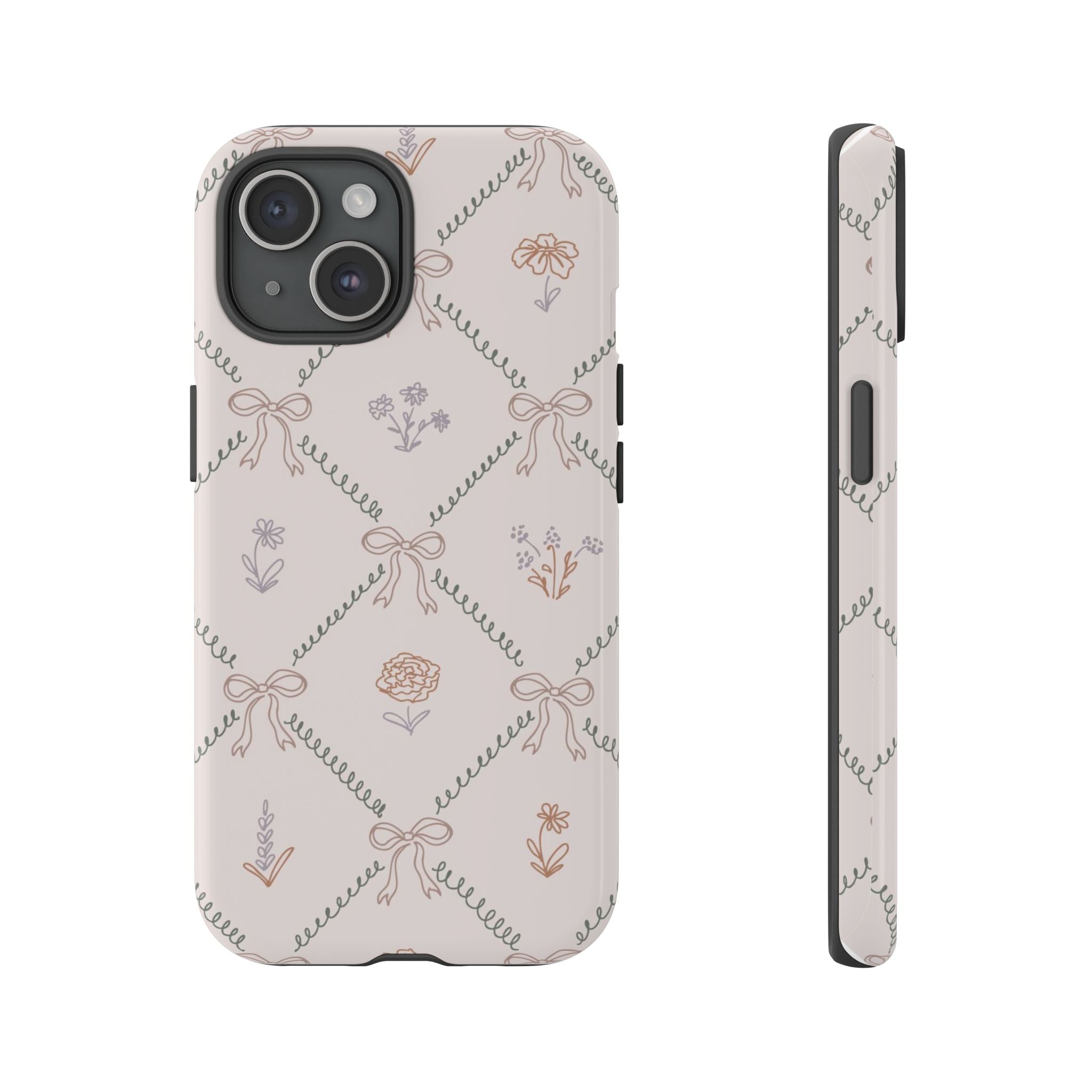 Floral Bow Pattern Tough iPhone Case