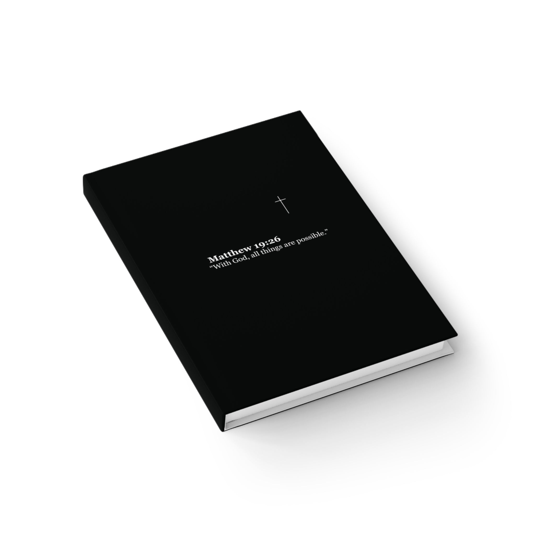 Christian Hardcover Journal — Matthew 19:26 "With God, all things are possible" Ruled Notebook