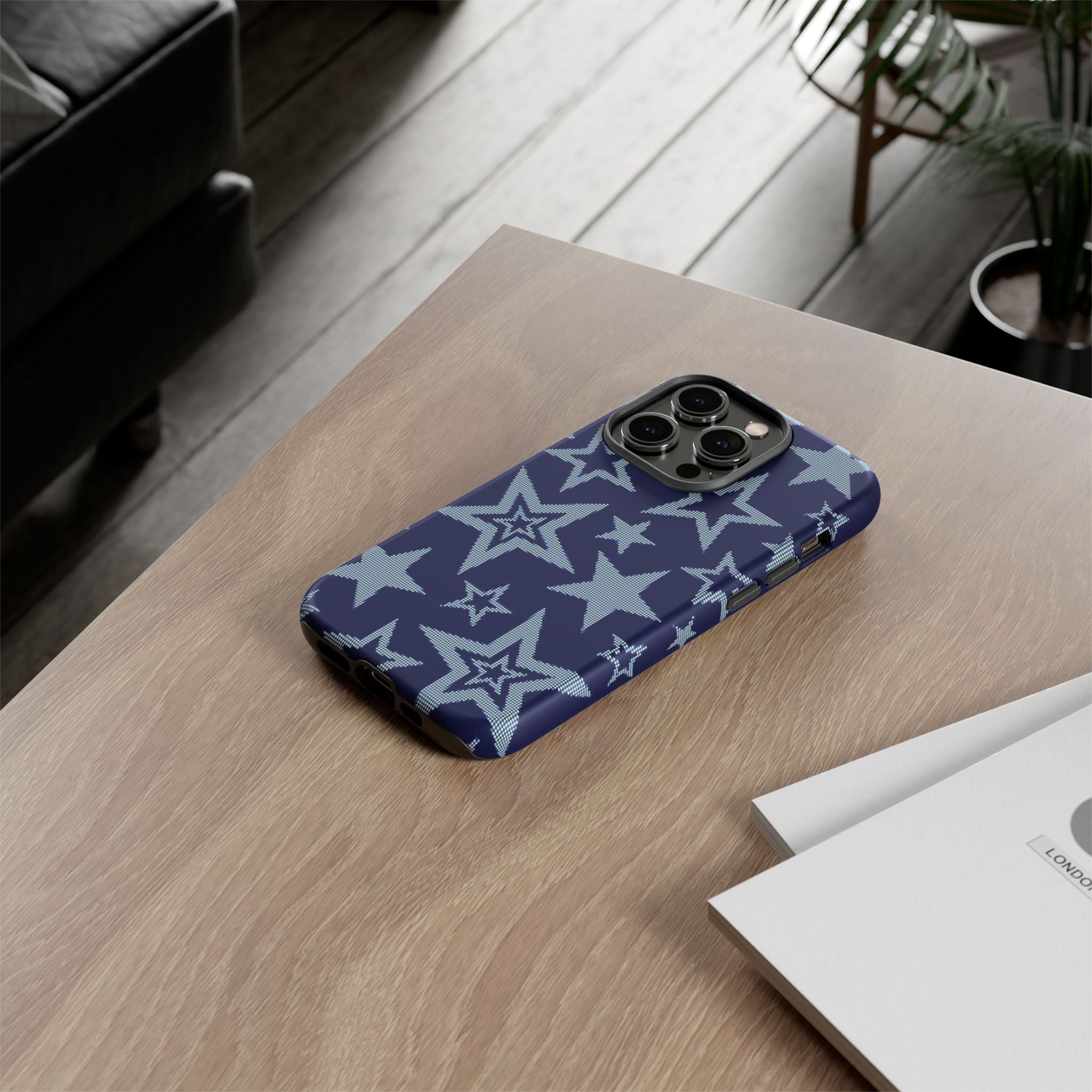 Navy Star Pattern Tough iPhone Case