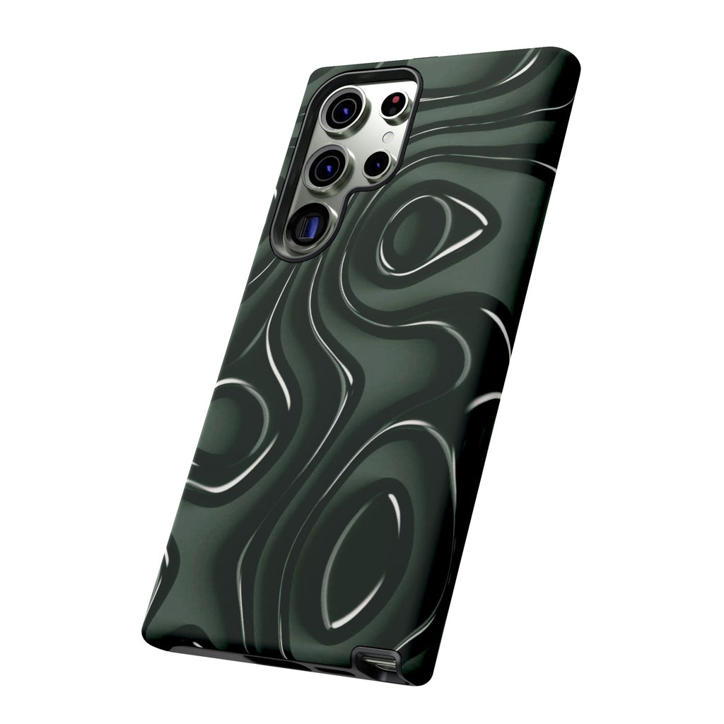 Dark Green Abstract Swirl Tough Phone Case