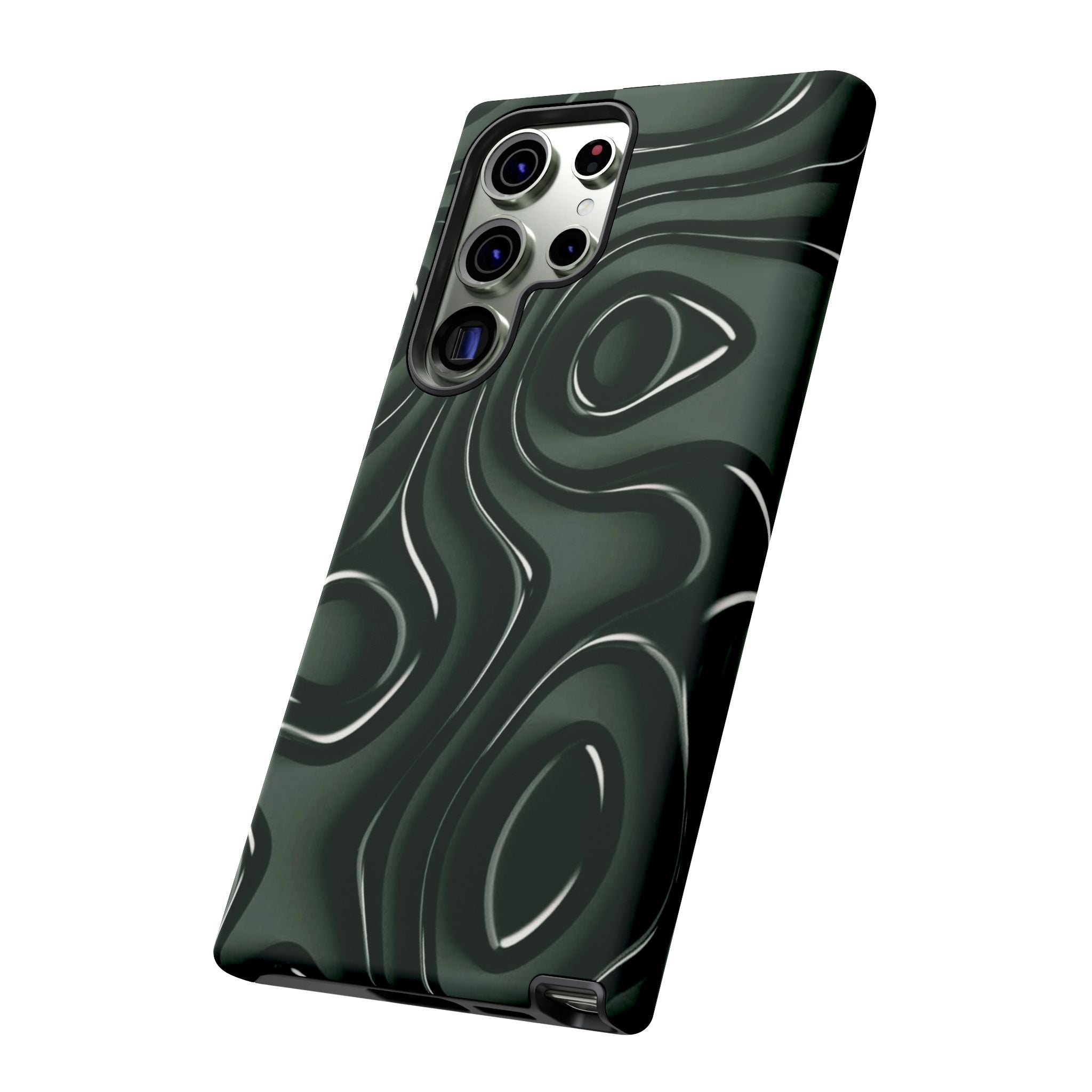 Dark Green Abstract Swirl Tough Phone Case