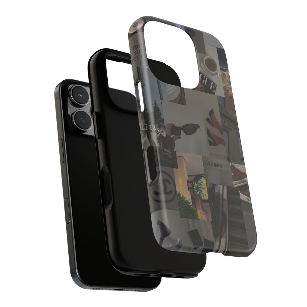 Collage Aesthetic Tough iPhone Case — Chic Cafe & Fashion Mood Board