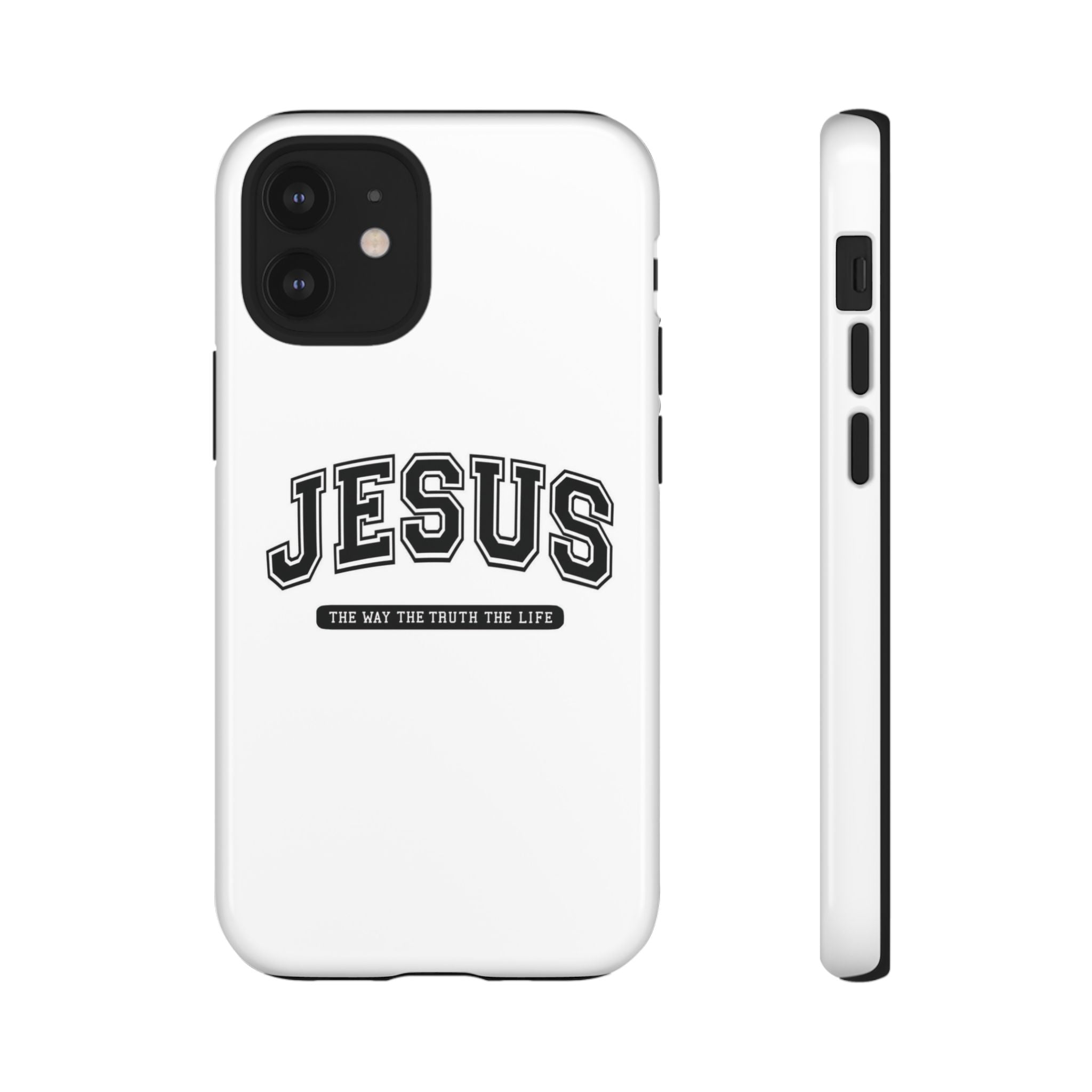 Jesus varsity phone case — 'Jesus: The Way The Truth The Life' tough protective cover