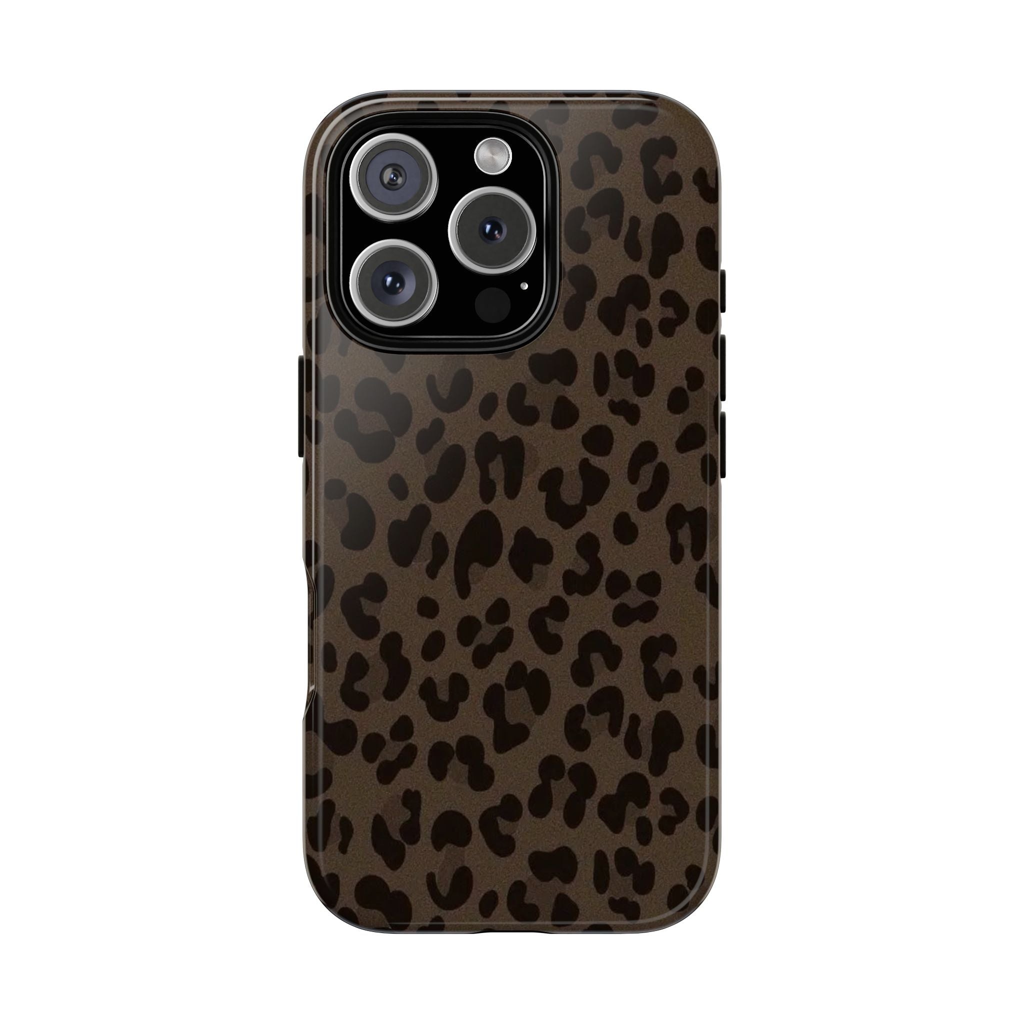 Leopard Print Tough iPhone Case — Durable Brown Animal Pattern Protective Cover