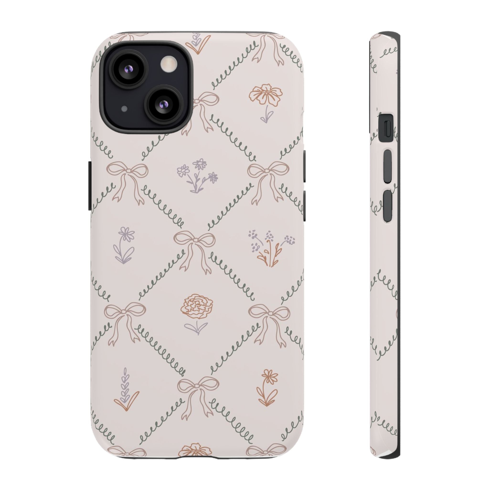 Floral Bow Pattern Tough iPhone Case