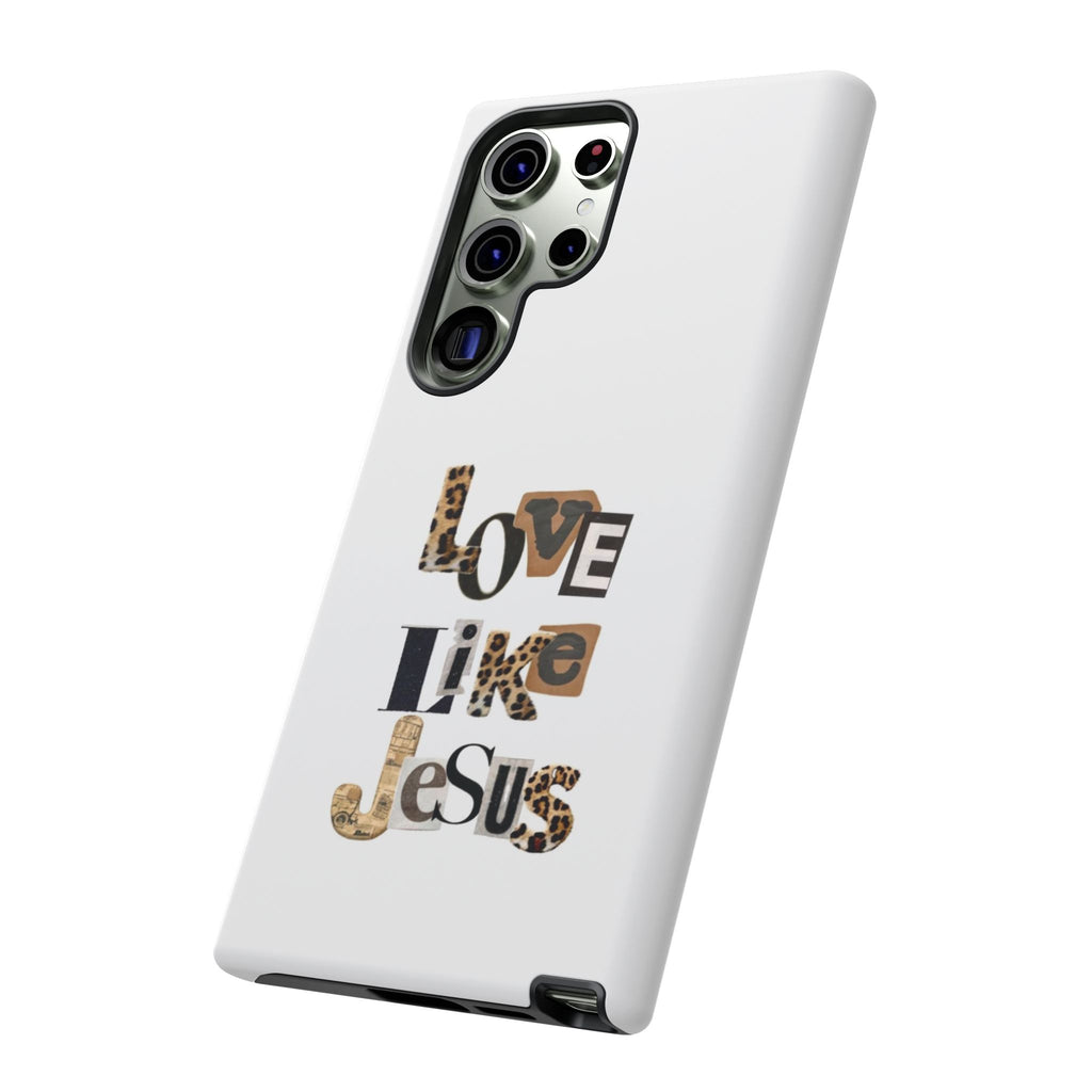 "Love Like Jesus" Leopard Print Christian Tough Phone Case