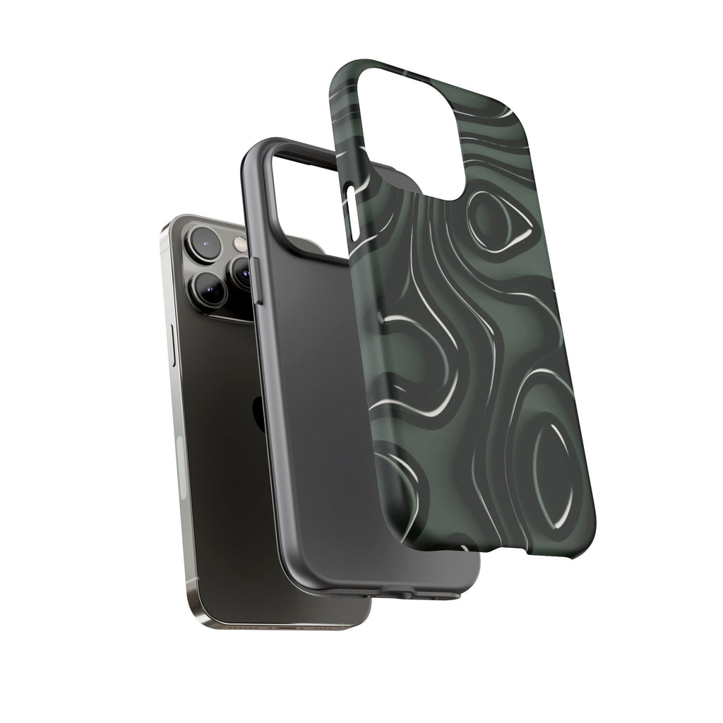 Dark Green Abstract Swirl Tough Phone Case