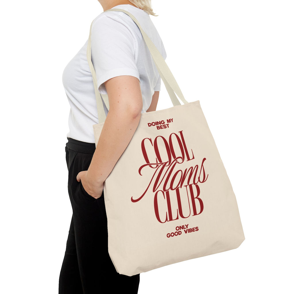 Cool Moms Club Tote Bag — "Doing My Best, Only Good Vibes" Canvas Tote
