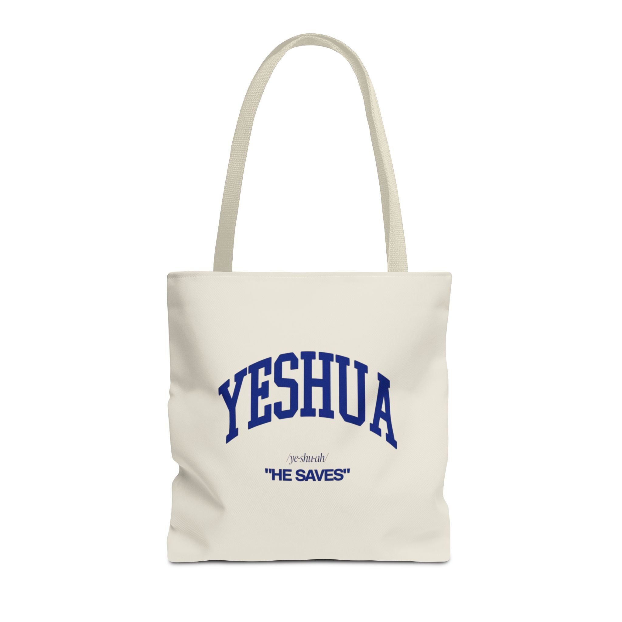 Yeshua 'He Saves' Scripture Tote Bag — Faith-Based Christian Canvas Tote