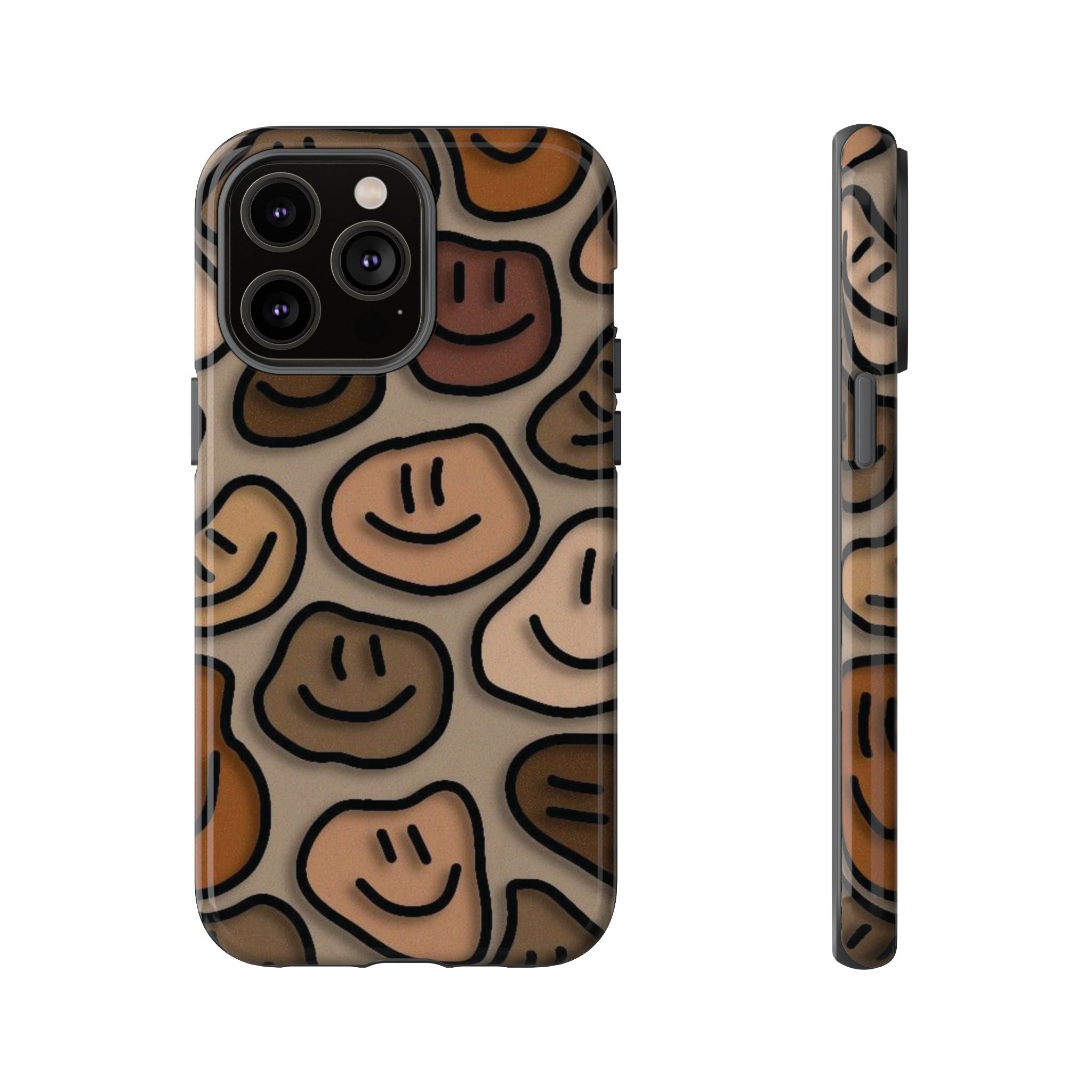 Smiley Faces iPhone Case — Neutral Brown Diverse Smiles Protective Cover