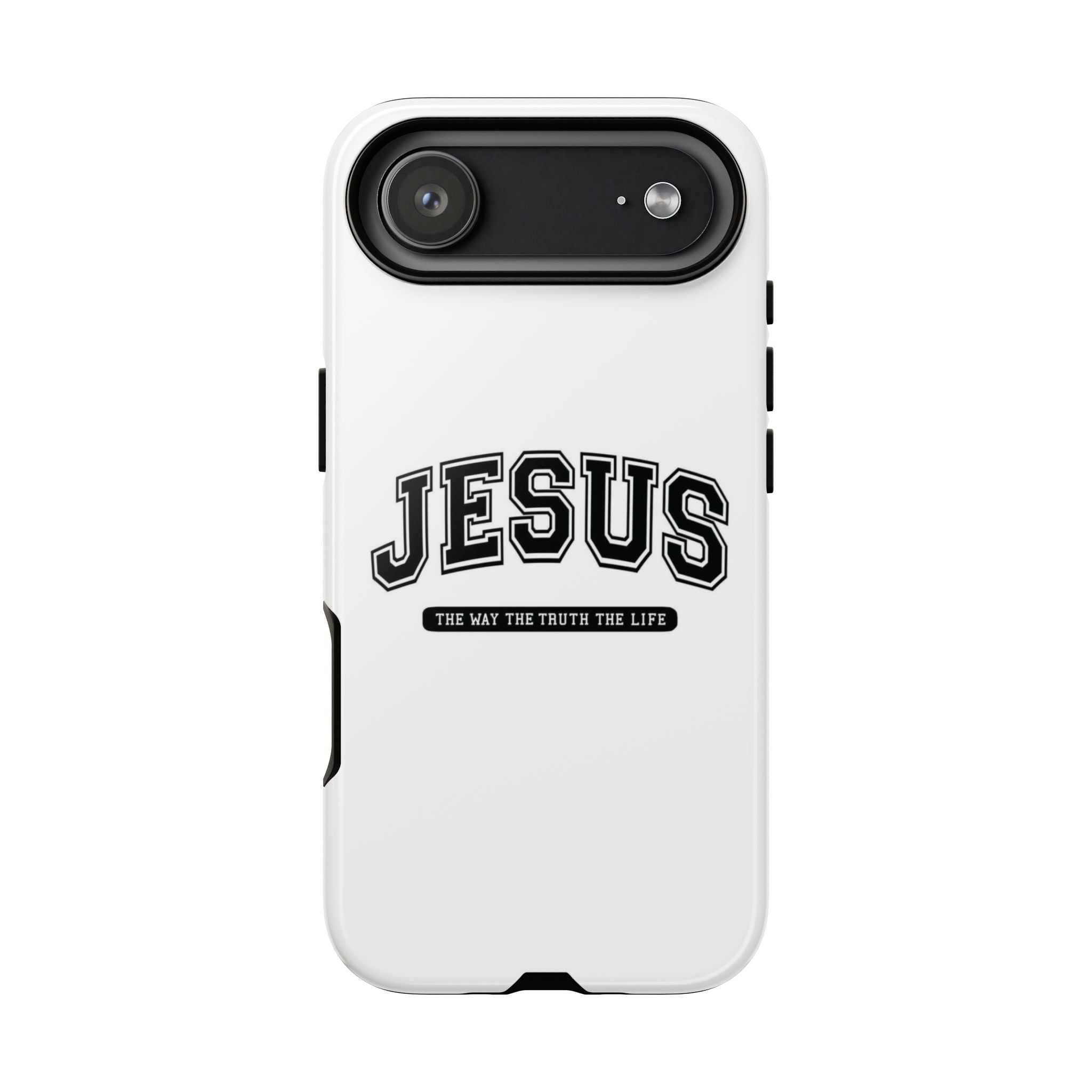 Jesus varsity phone case — 'Jesus: The Way The Truth The Life' tough protective cover