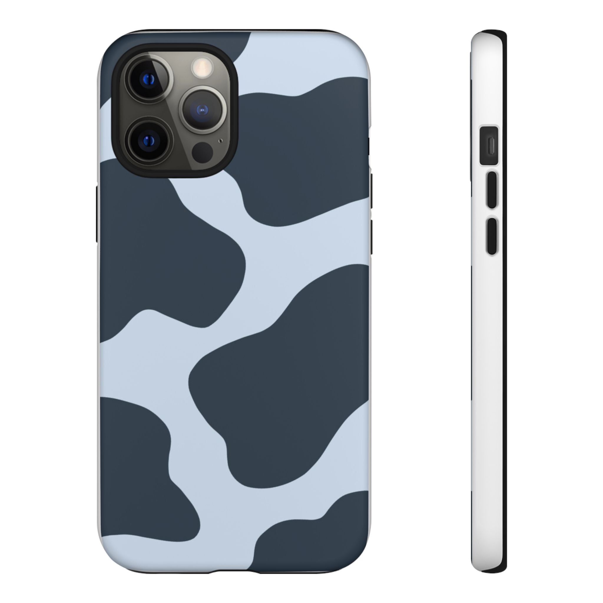 Cow Print Tough iPhone Case — Blue Black Abstract Pattern