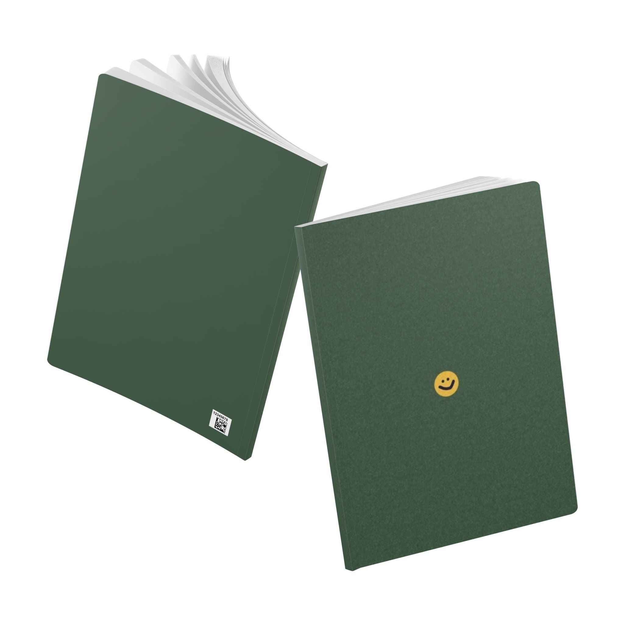 Smile Dot Journal — Forest Green Softcover Notebook with Cute Emoticon
