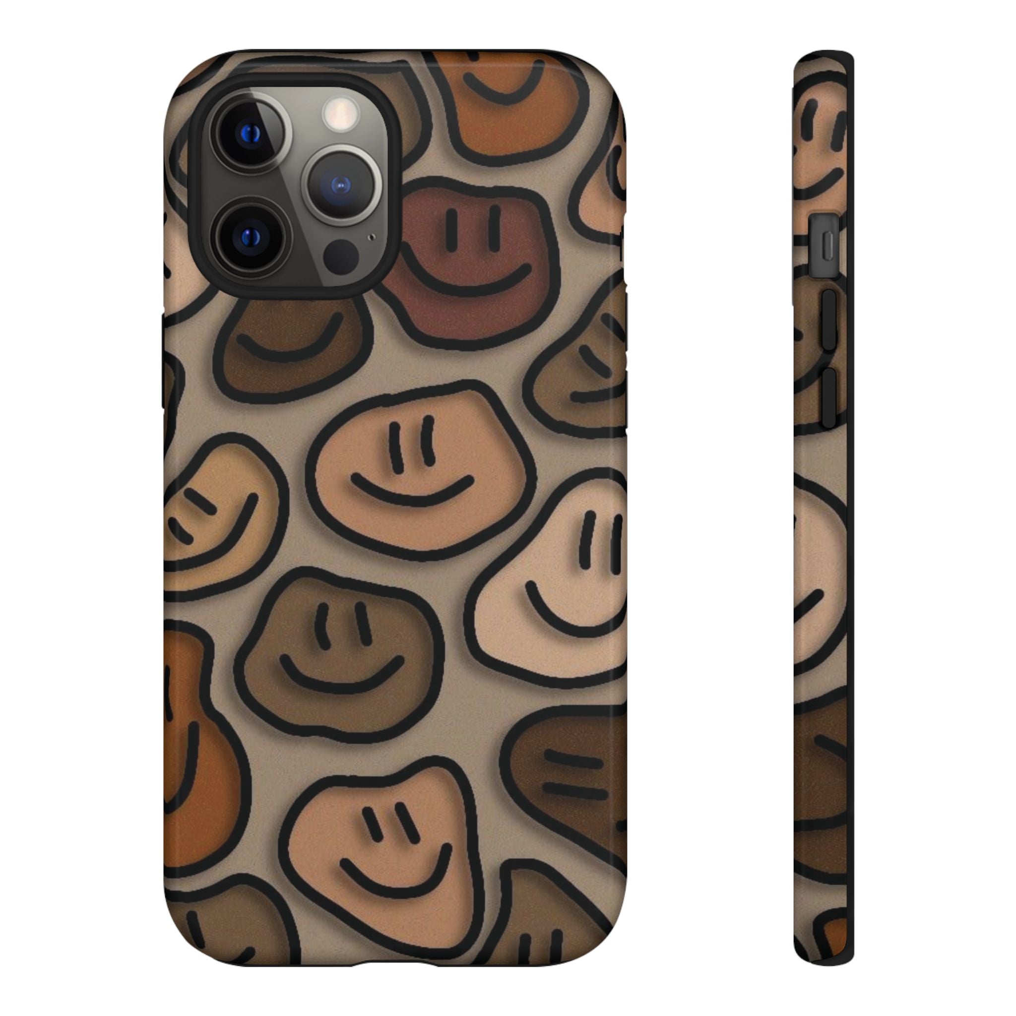 Smiley Faces iPhone Case — Neutral Brown Diverse Smiles Protective Cover
