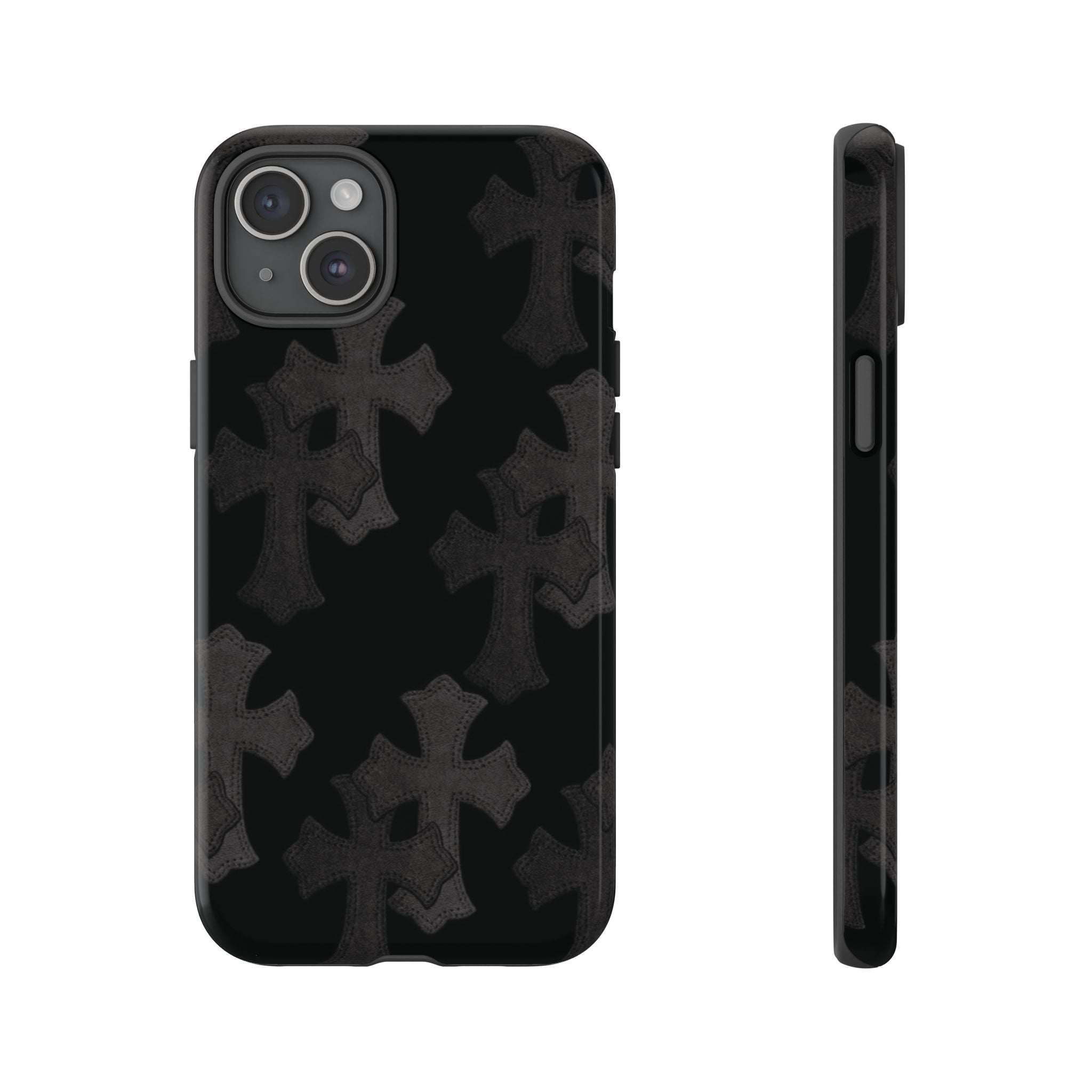 Black Cross Pattern Tough iPhone Case — Gothic Protective iPhone Cover