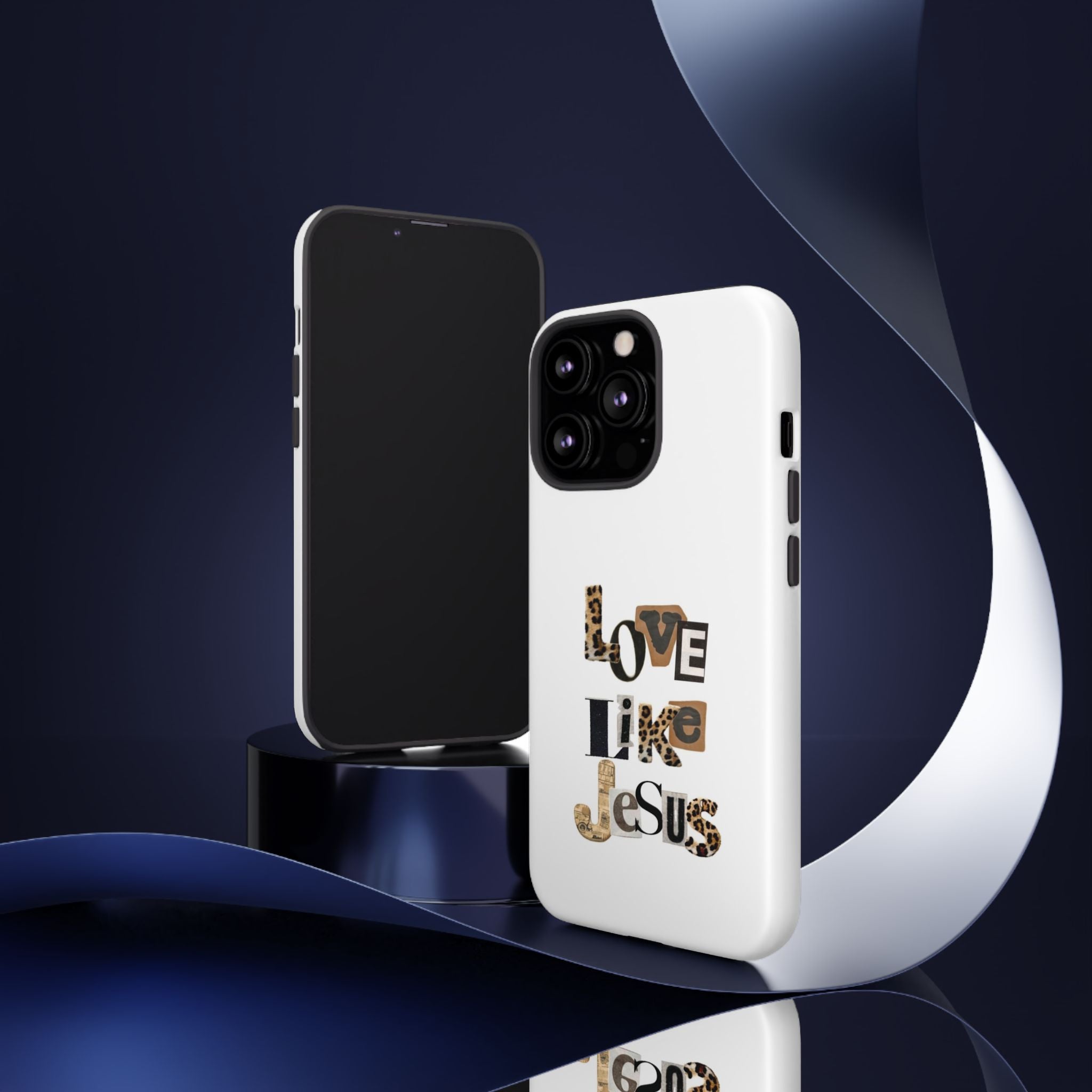 "Love Like Jesus" Leopard Print Christian Tough Phone Case