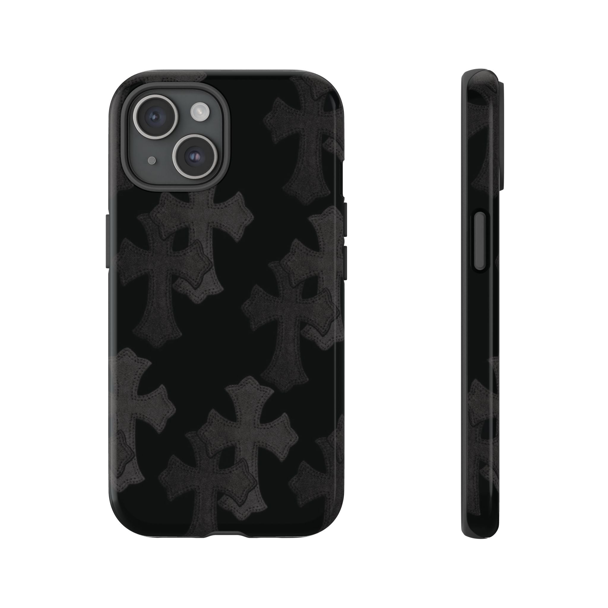 Black Cross Pattern Tough iPhone Case — Gothic Protective iPhone Cover