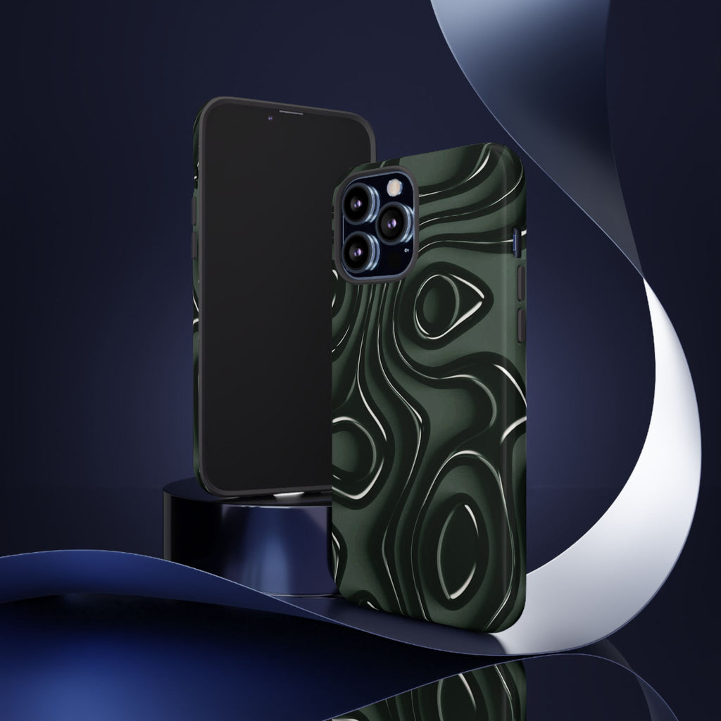 Dark Green Abstract Swirl Tough Phone Case