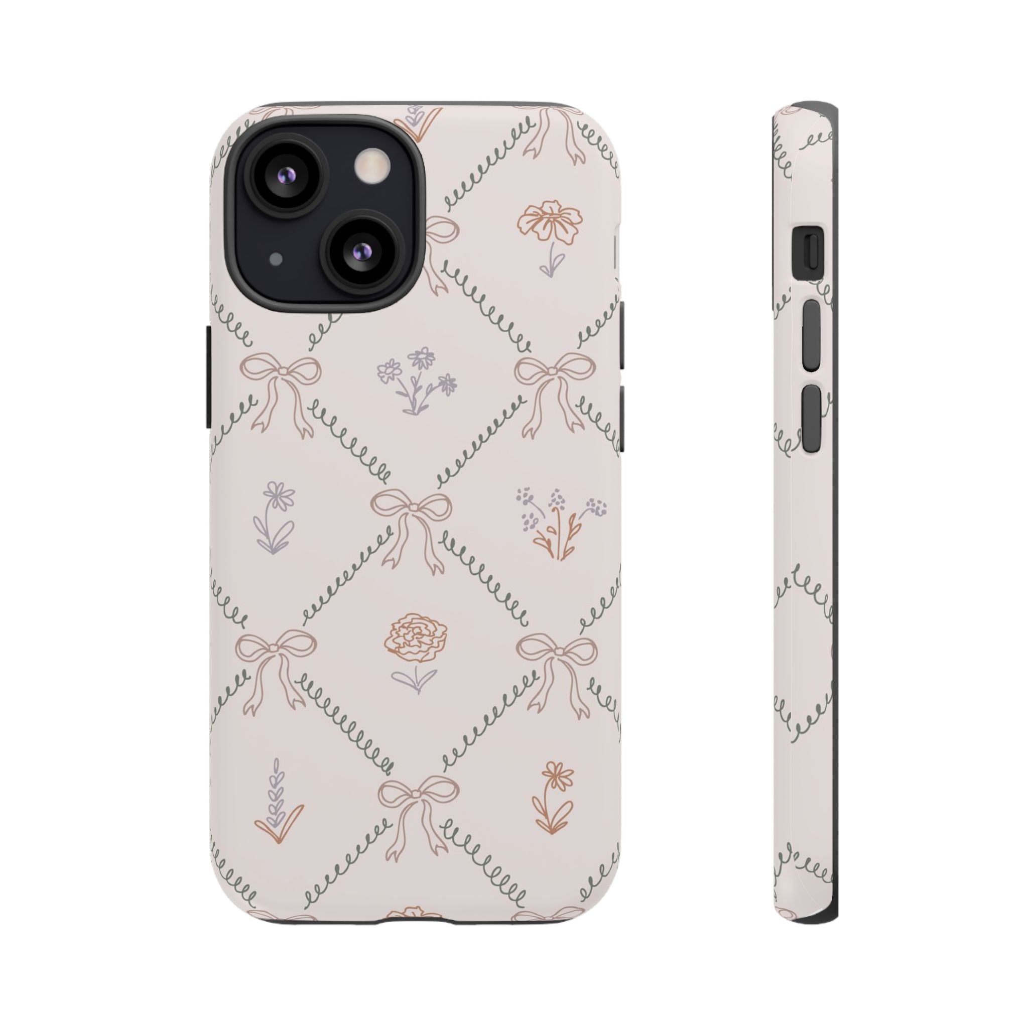 Floral Bow Pattern Tough iPhone Case