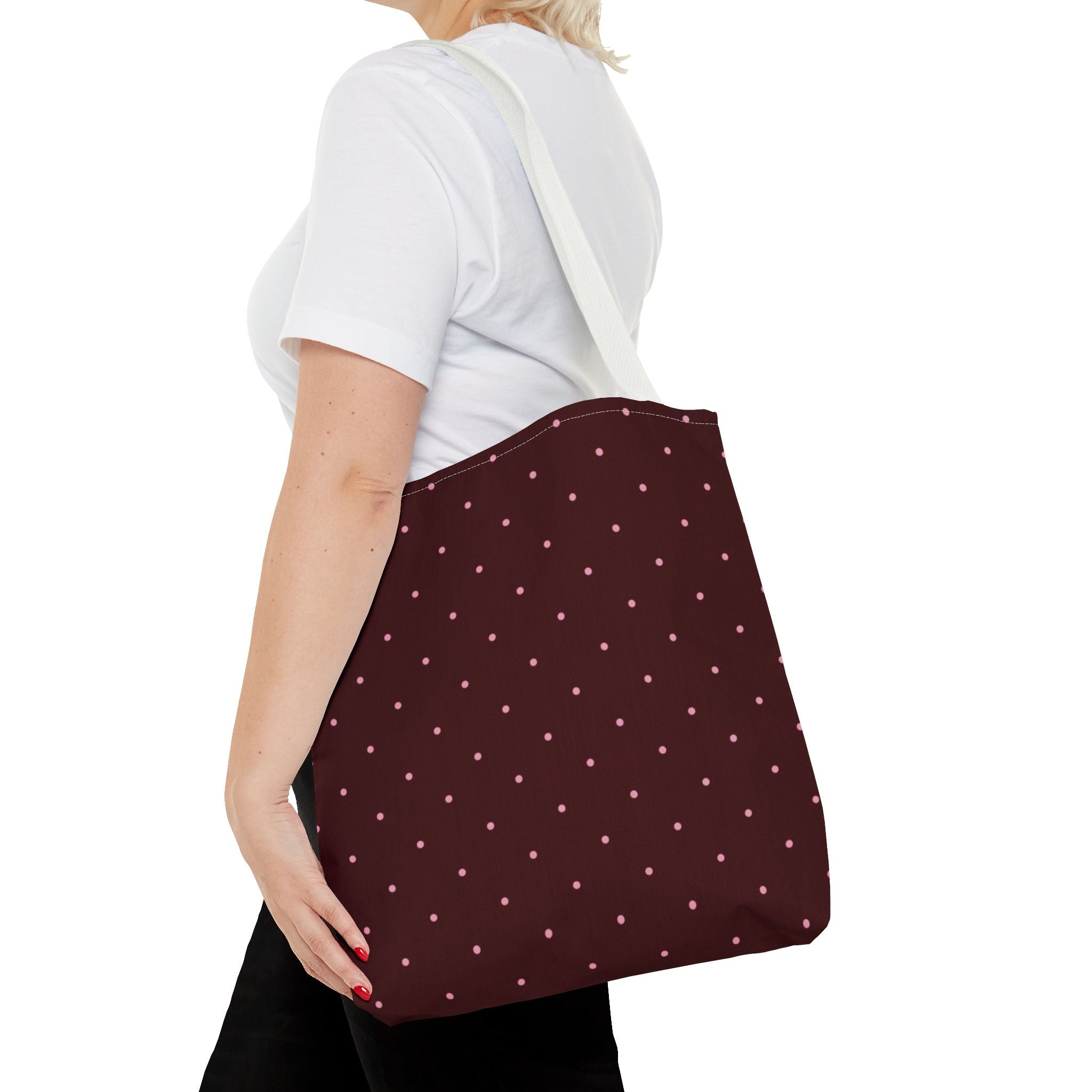 Burgundy Polka Dot Tote Bag