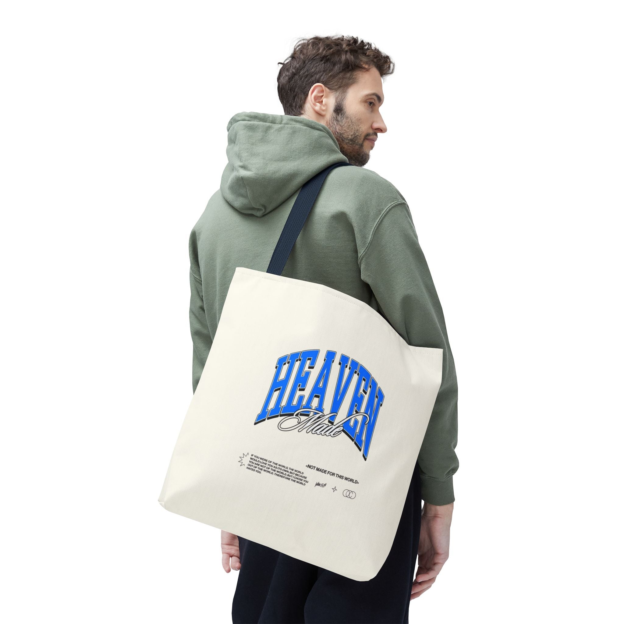 Heaven Music Tote Bag - Retro Blue Graphic All-Over Print