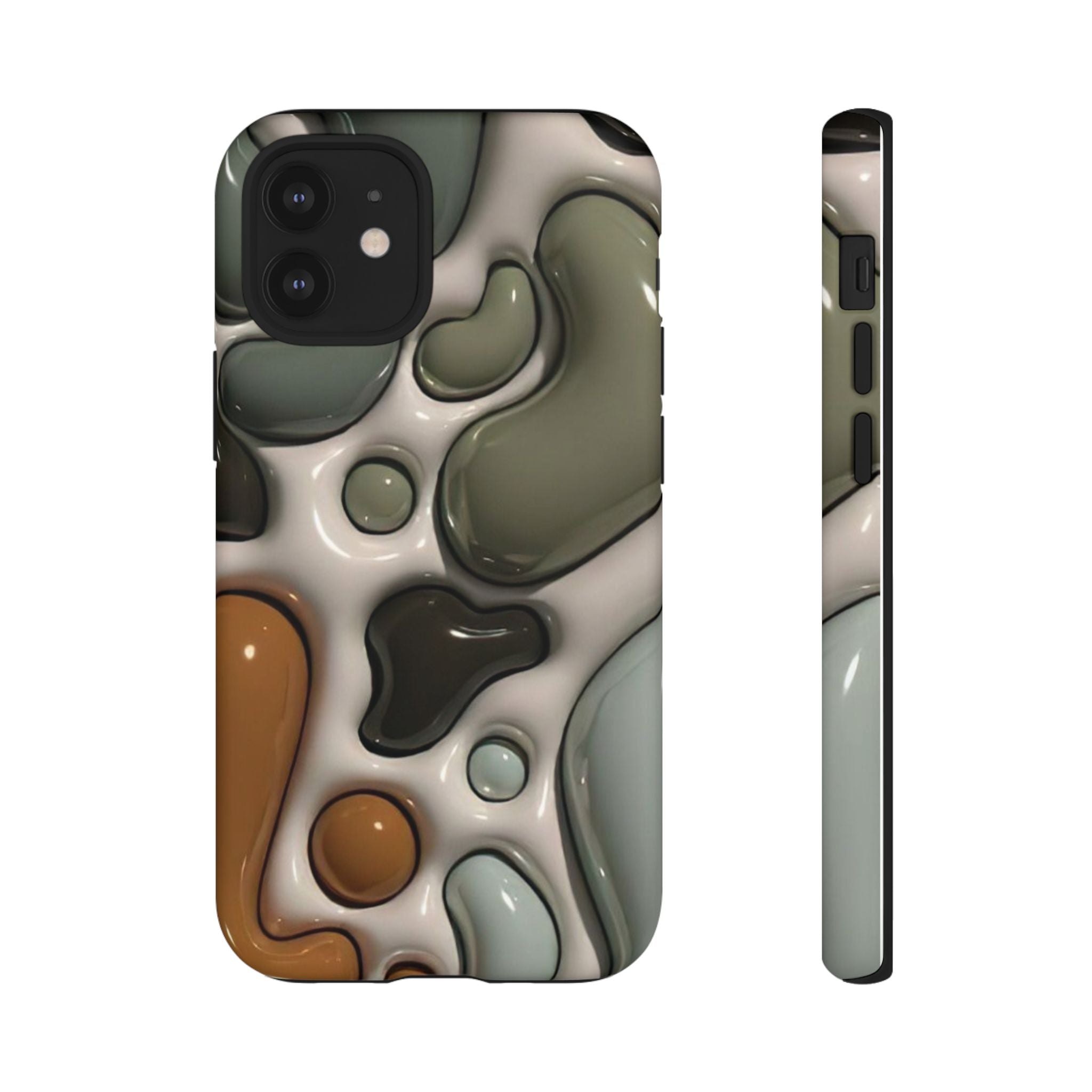 Abstract Pebble Pattern iPhone Case — Modern Organic Camouflage Tough Case