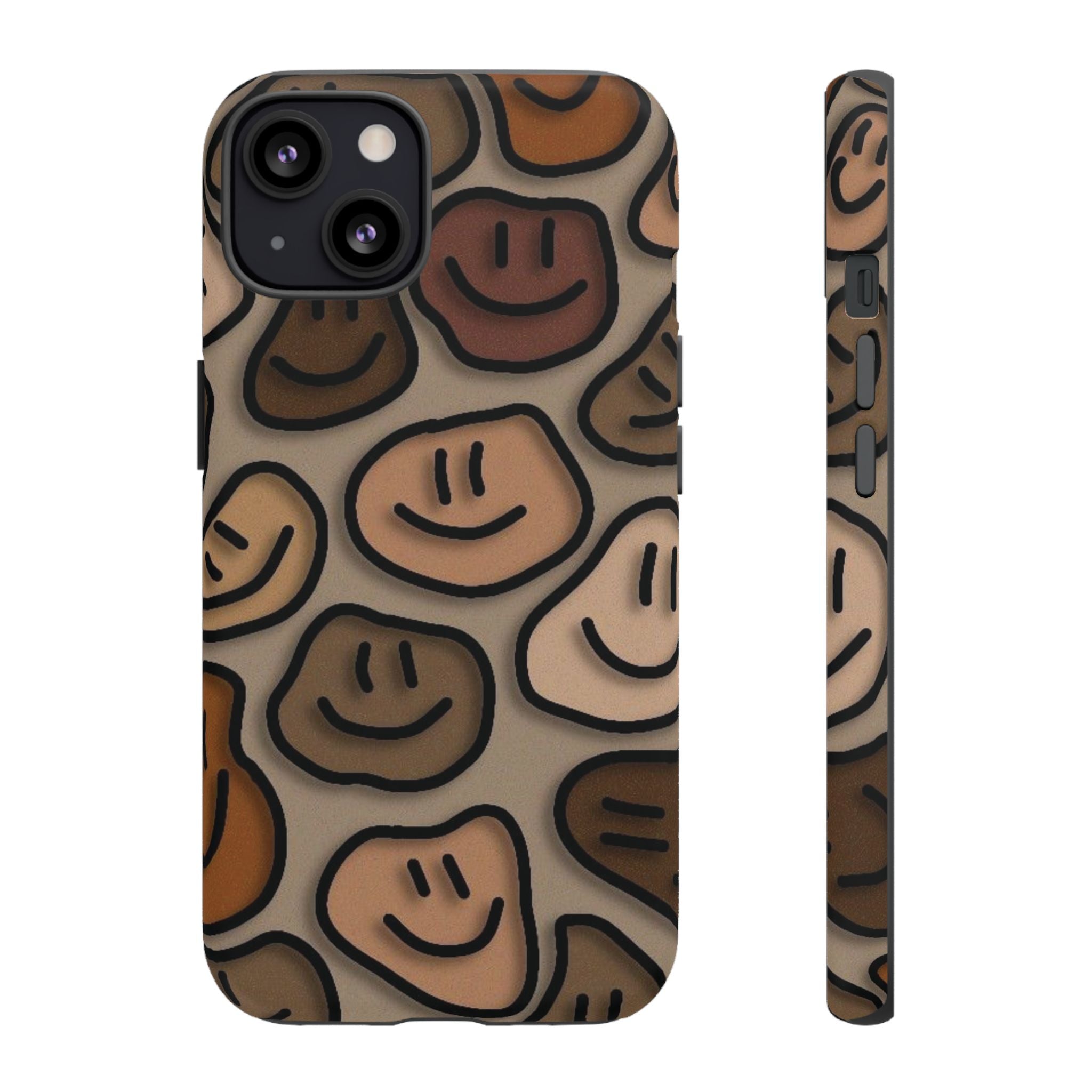 Smiley Faces iPhone Case — Neutral Brown Diverse Smiles Protective Cover