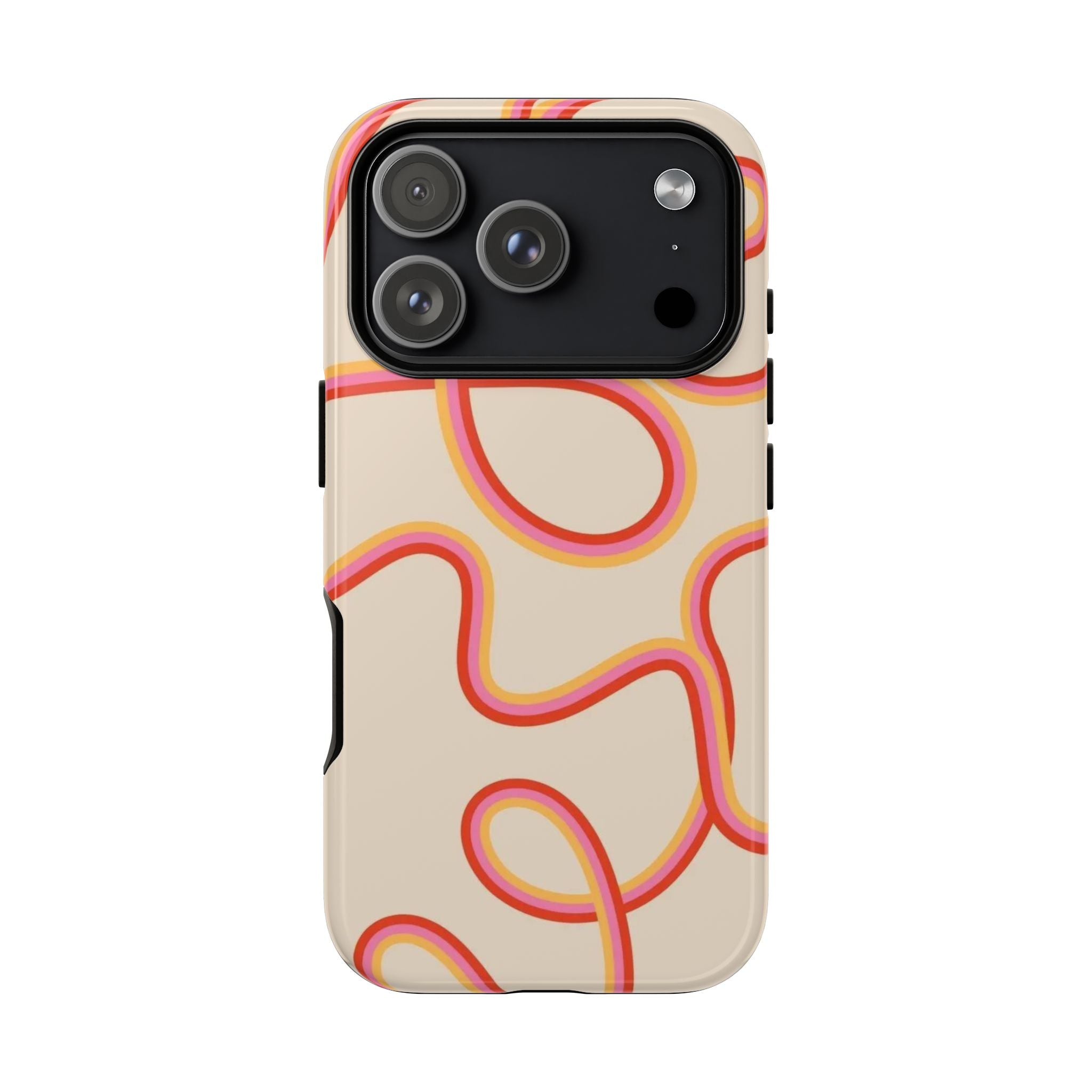 Retro Loop Pattern iPhone Case – Peach & Sunset Abstract Tough Case
