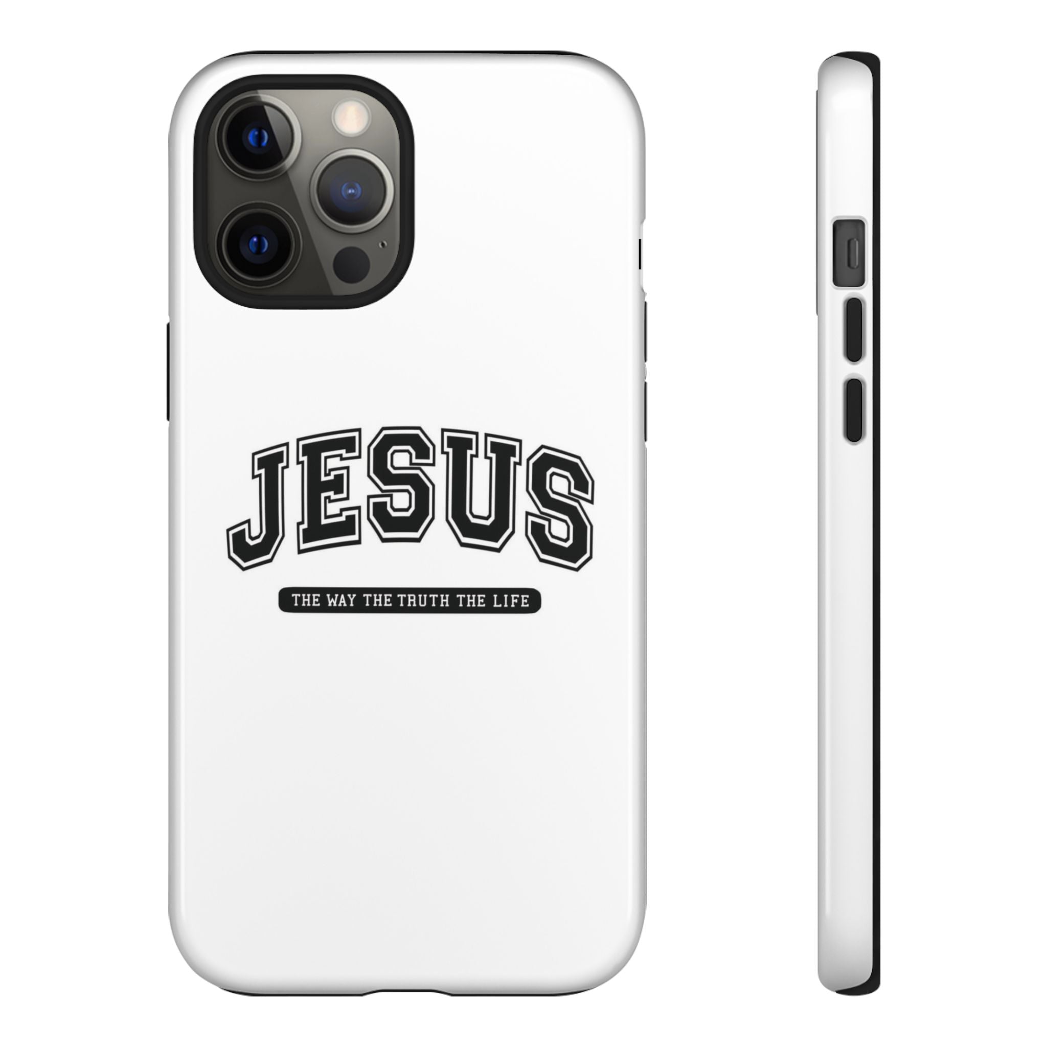 Jesus varsity phone case — 'Jesus: The Way The Truth The Life' tough protective cover