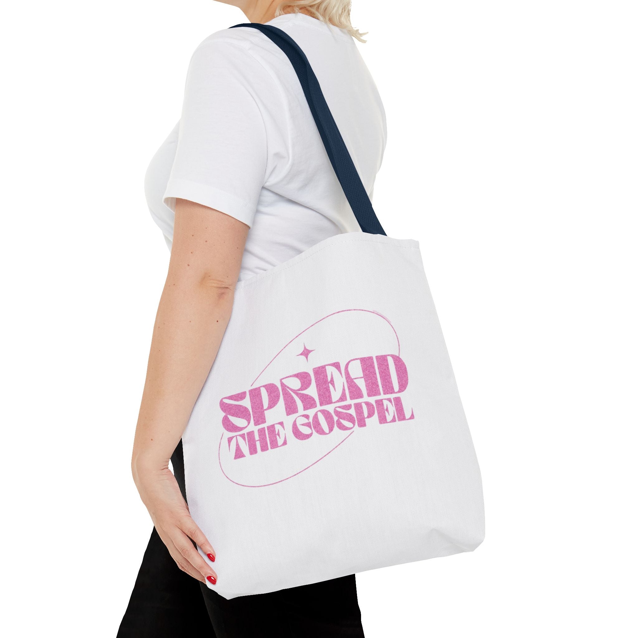 Spread the Gospel Tote Bag — Pink Retro Canvas Tote