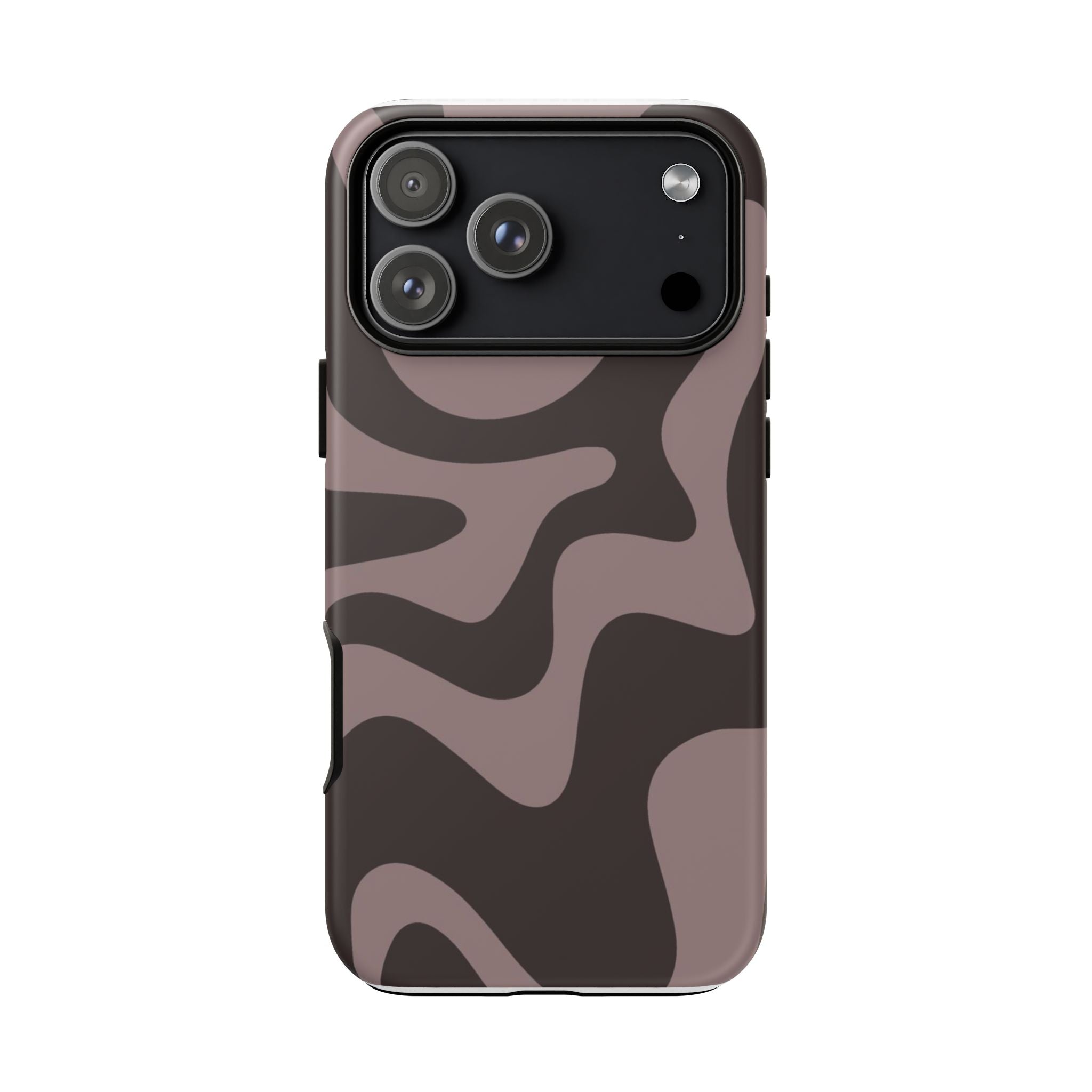 Camouflage Swirl iPhone Case — Matte Brown Abstract Camo Protective Cover