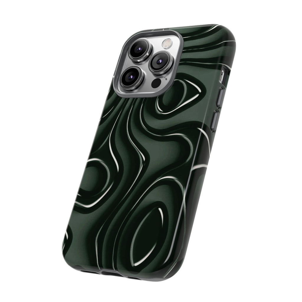 Dark Green Abstract Swirl Tough Phone Case