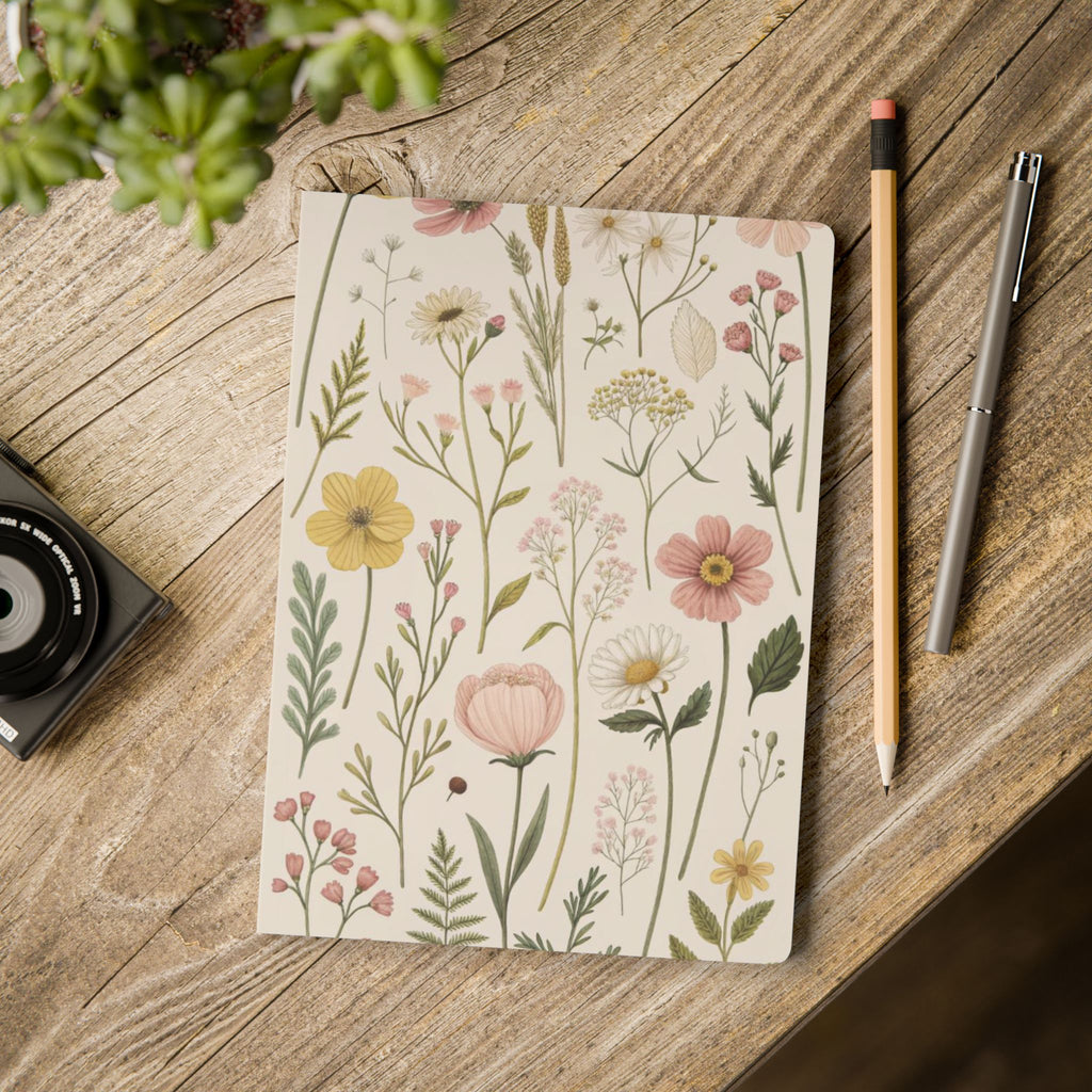 Floral Wildflower Softcover Journal — Botanical Lined Notebook for Notes & Gratitude
