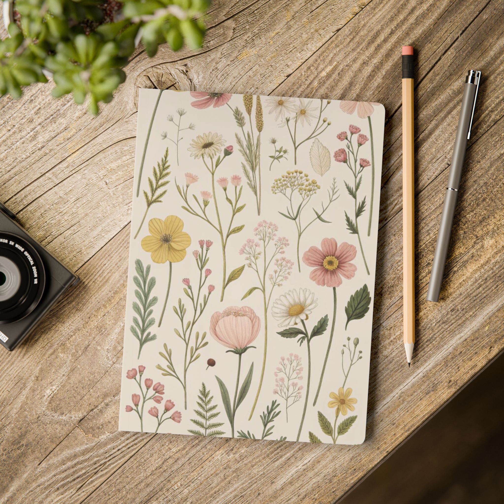 Floral Wildflower Softcover Journal — Botanical Lined Notebook for Notes & Gratitude