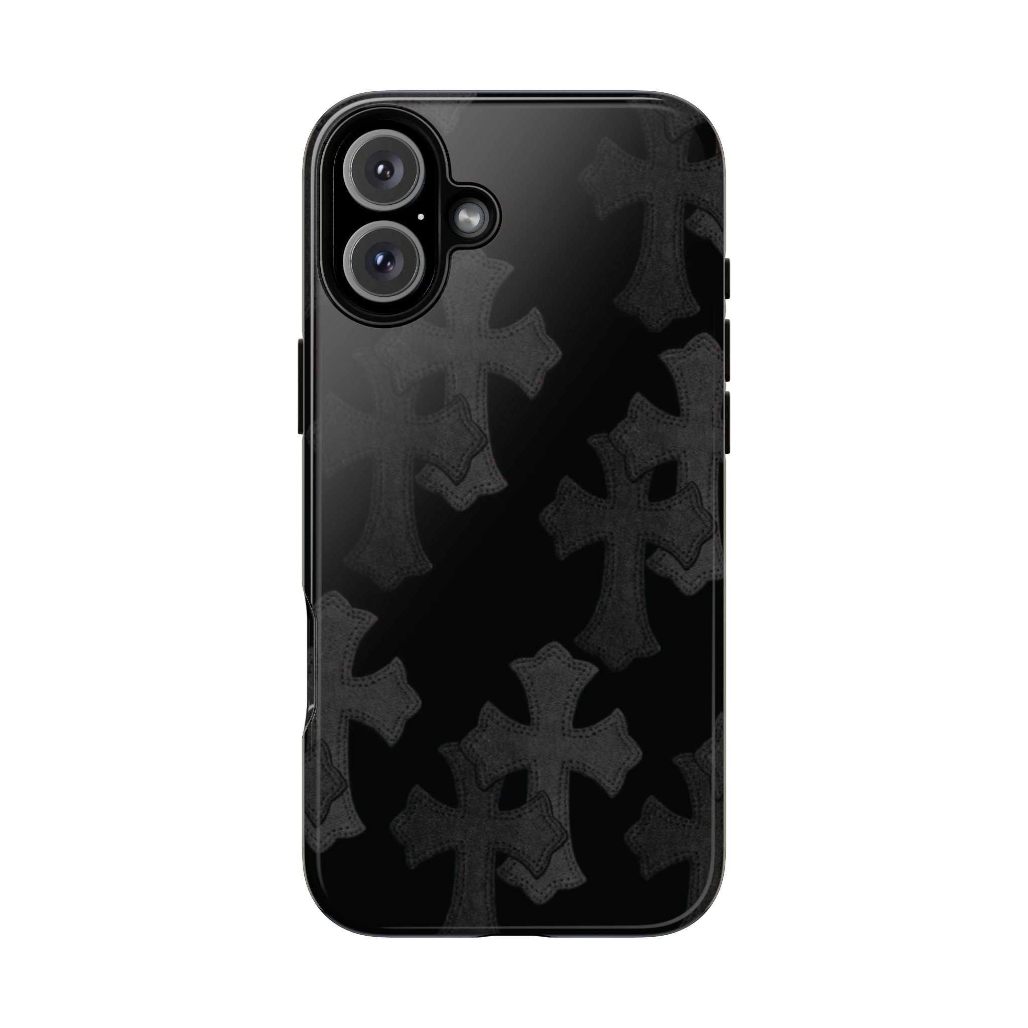 Black Cross Pattern Tough iPhone Case — Gothic Protective iPhone Cover